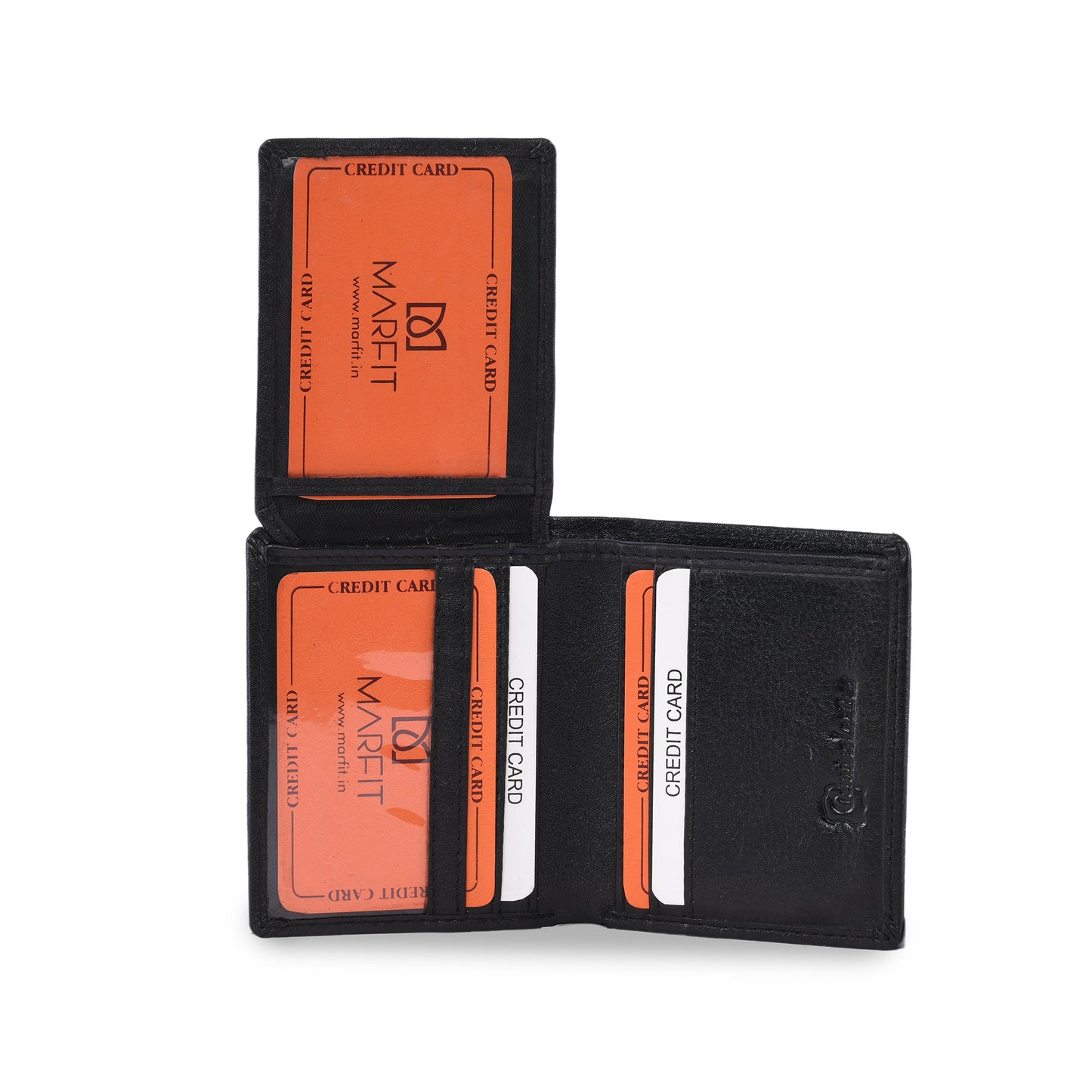MARFIT Premium Black Leather Mini Wallet for Men | Slim Card Holder with Folded Note Compartment