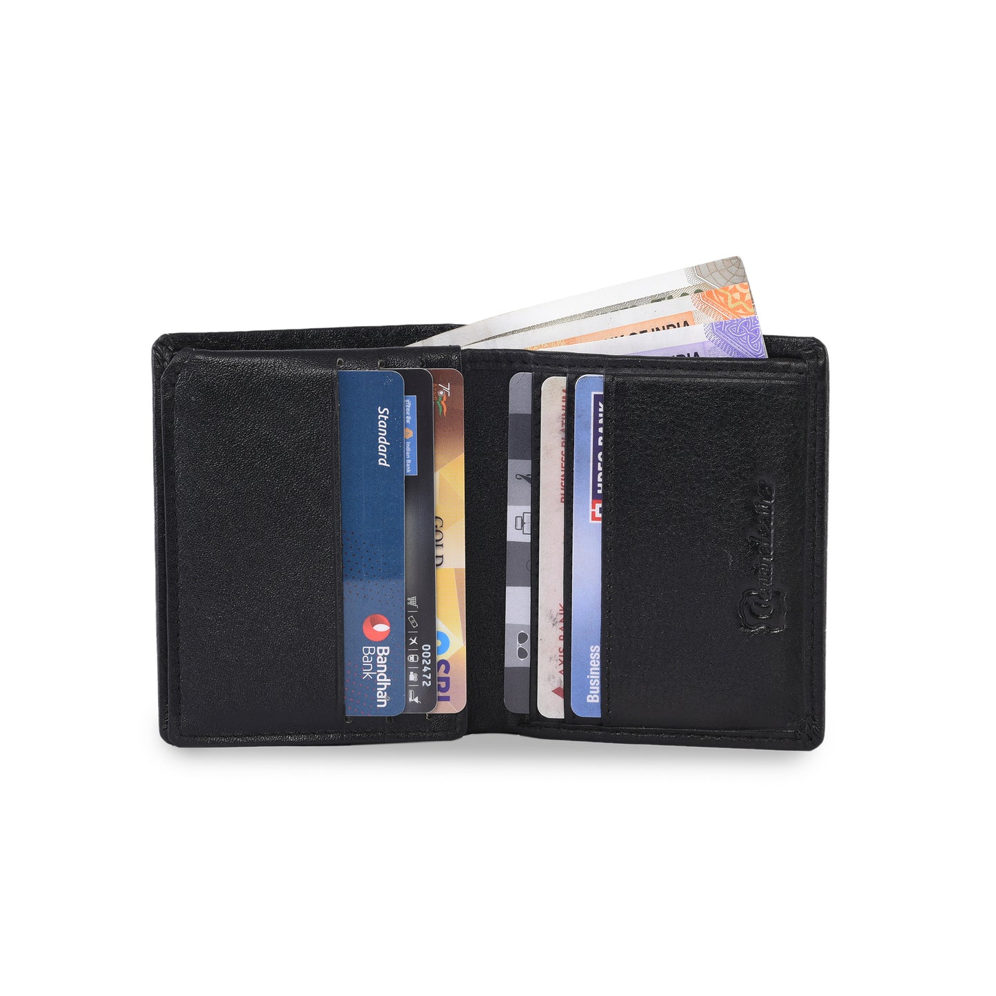 MARFIT Premium Black Leather Mini Wallet for Men | Slim Card Holder with Folded Note Compartment