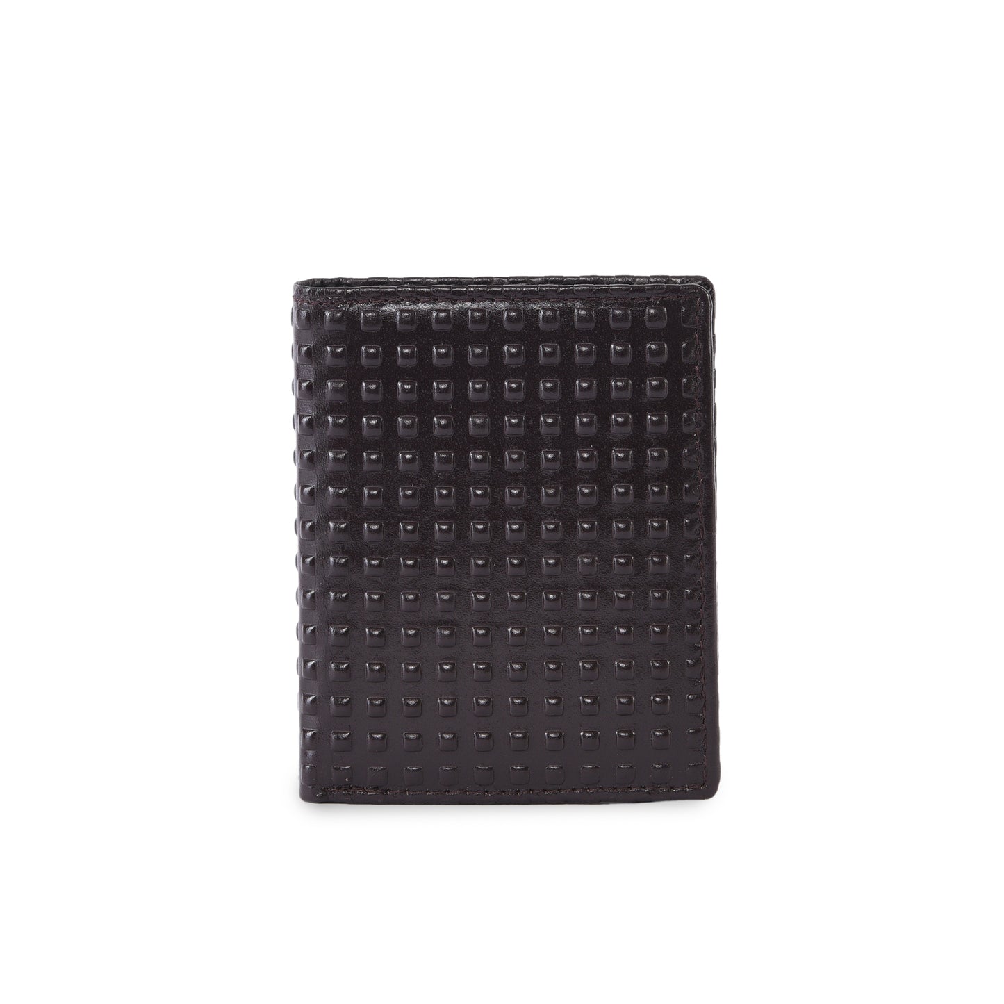 Premium Brown Embossed Leather Mini Wallet for Men – Slim Card Holder with ID Window