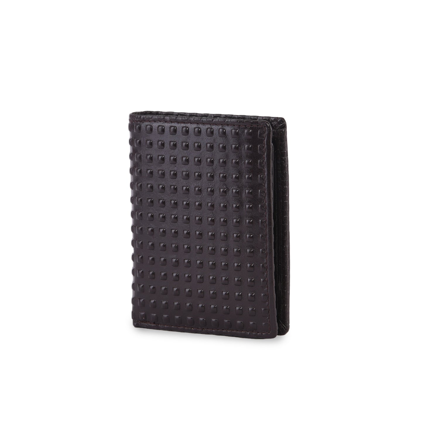 Premium Brown Embossed Leather Mini Wallet for Men – Slim Card Holder with ID Window