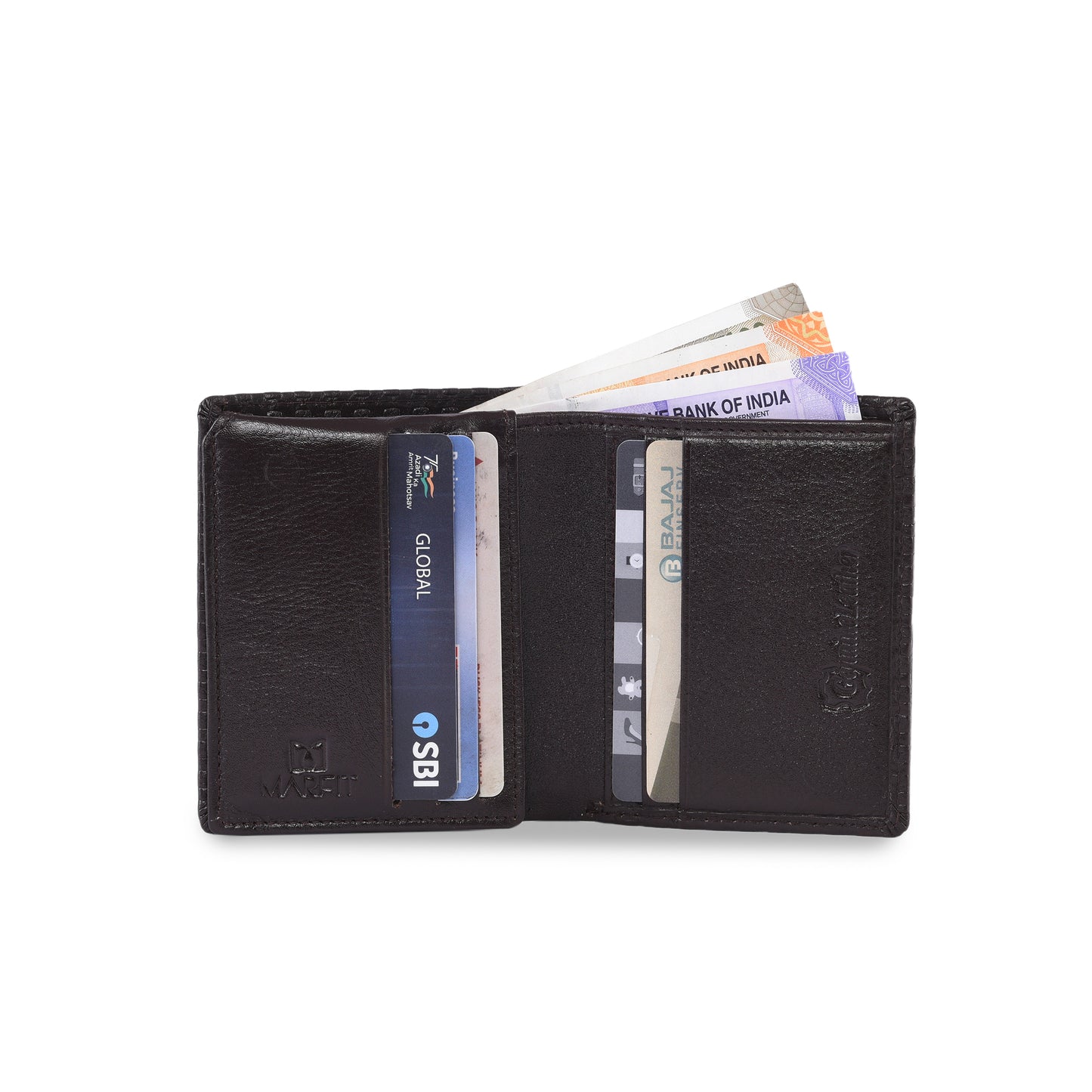 Premium Brown Embossed Leather Mini Wallet for Men – Slim Card Holder with ID Window