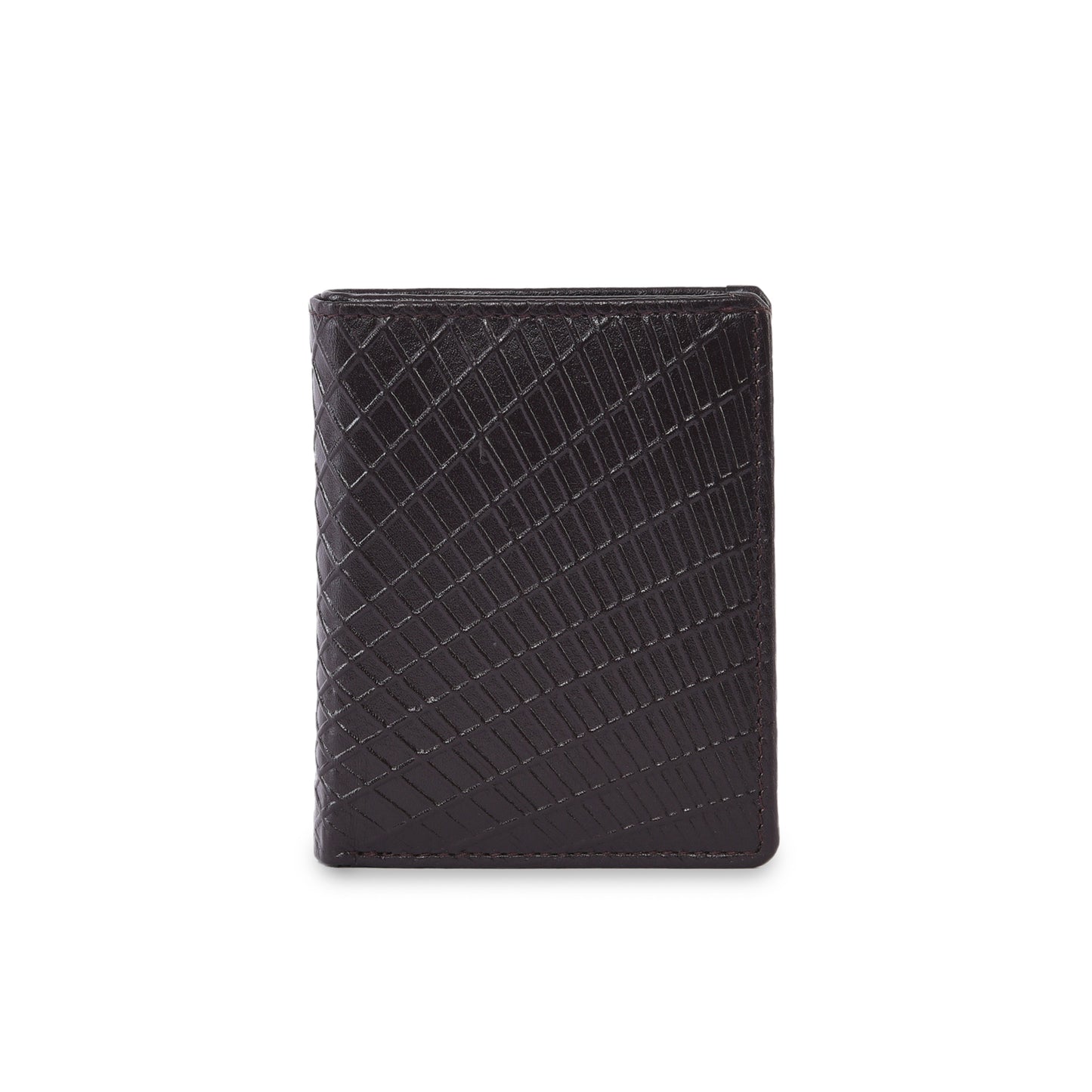 Premium Brown Embossed Leather Mini Wallet for Men | Compact Card Holder with ID Window | Slim Bifold Design