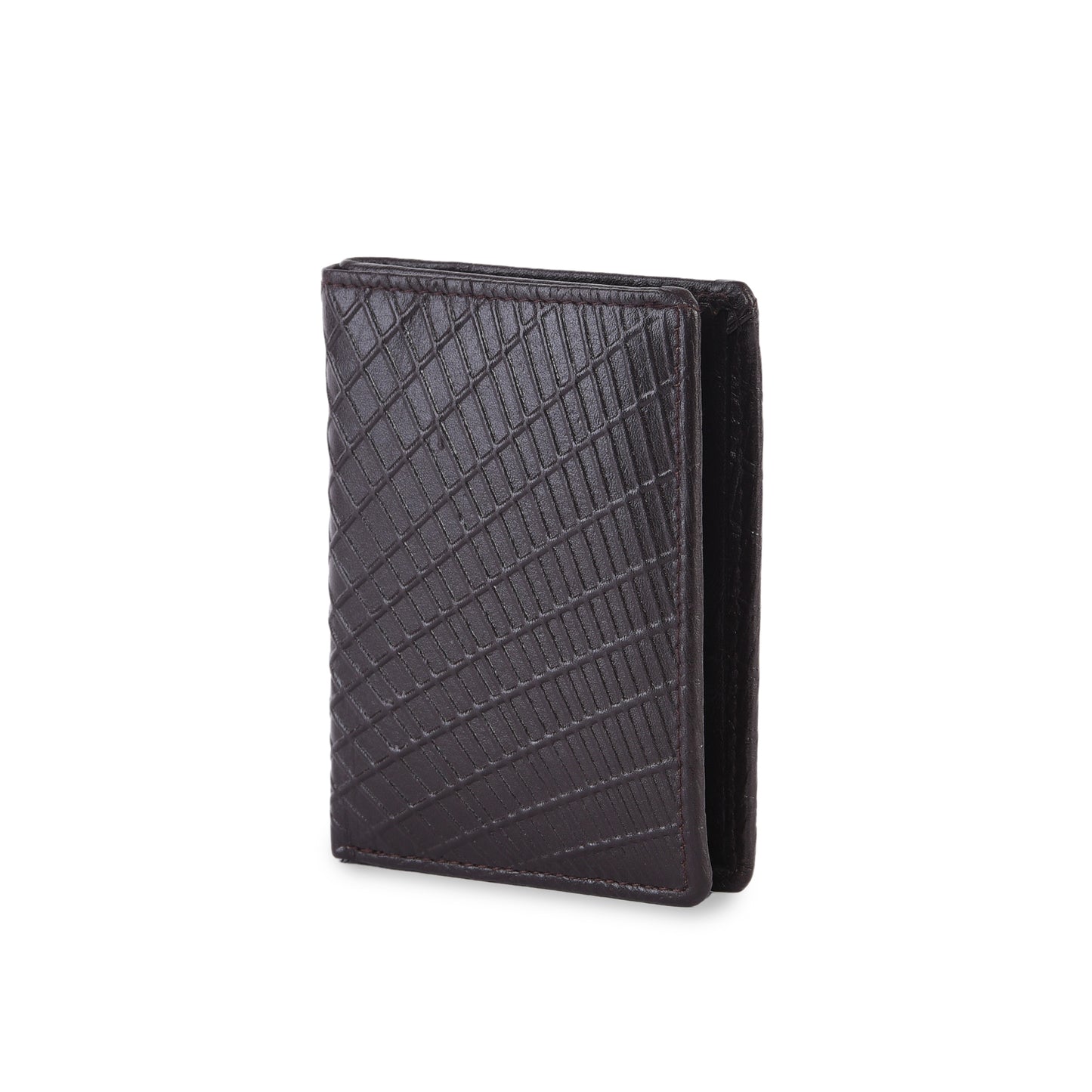 Premium Brown Embossed Leather Mini Wallet for Men | Compact Card Holder with ID Window | Slim Bifold Design