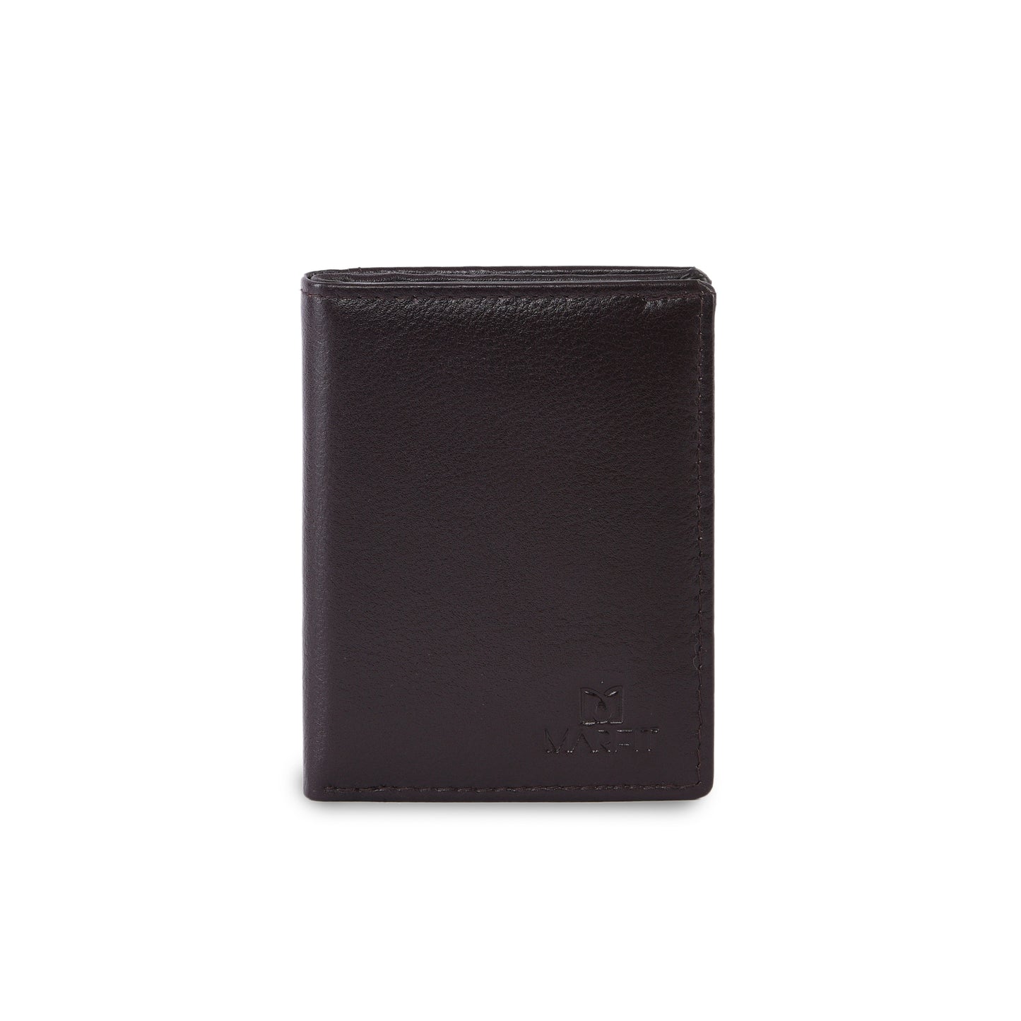 MARFIT Premium Brown Leather Mini Wallet for Men – Compact Card Holder with ID Window