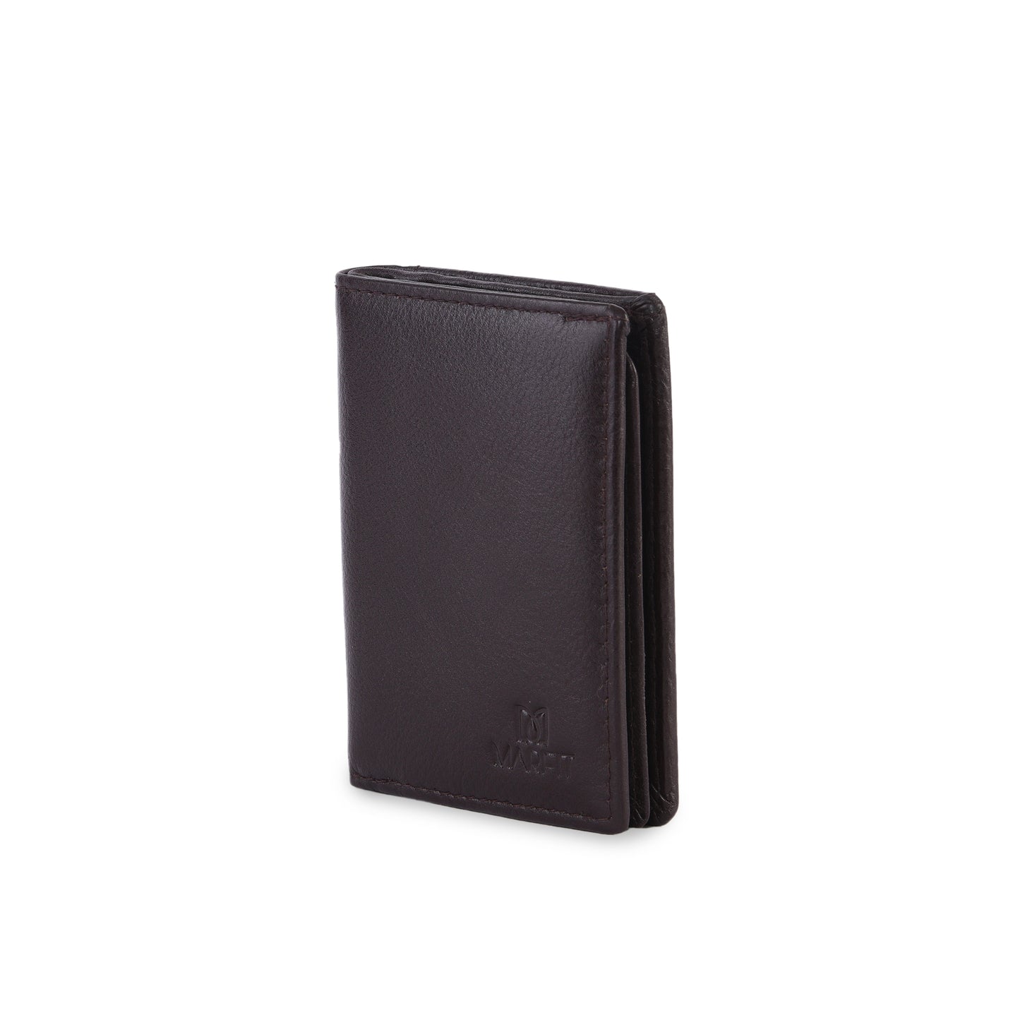 MARFIT Premium Brown Leather Mini Wallet for Men – Compact Card Holder with ID Window