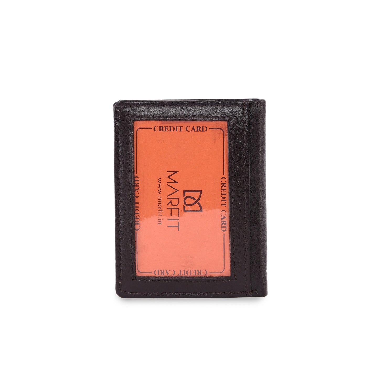 MARFIT Premium Brown Leather Mini Wallet for Men – Compact Card Holder with ID Window