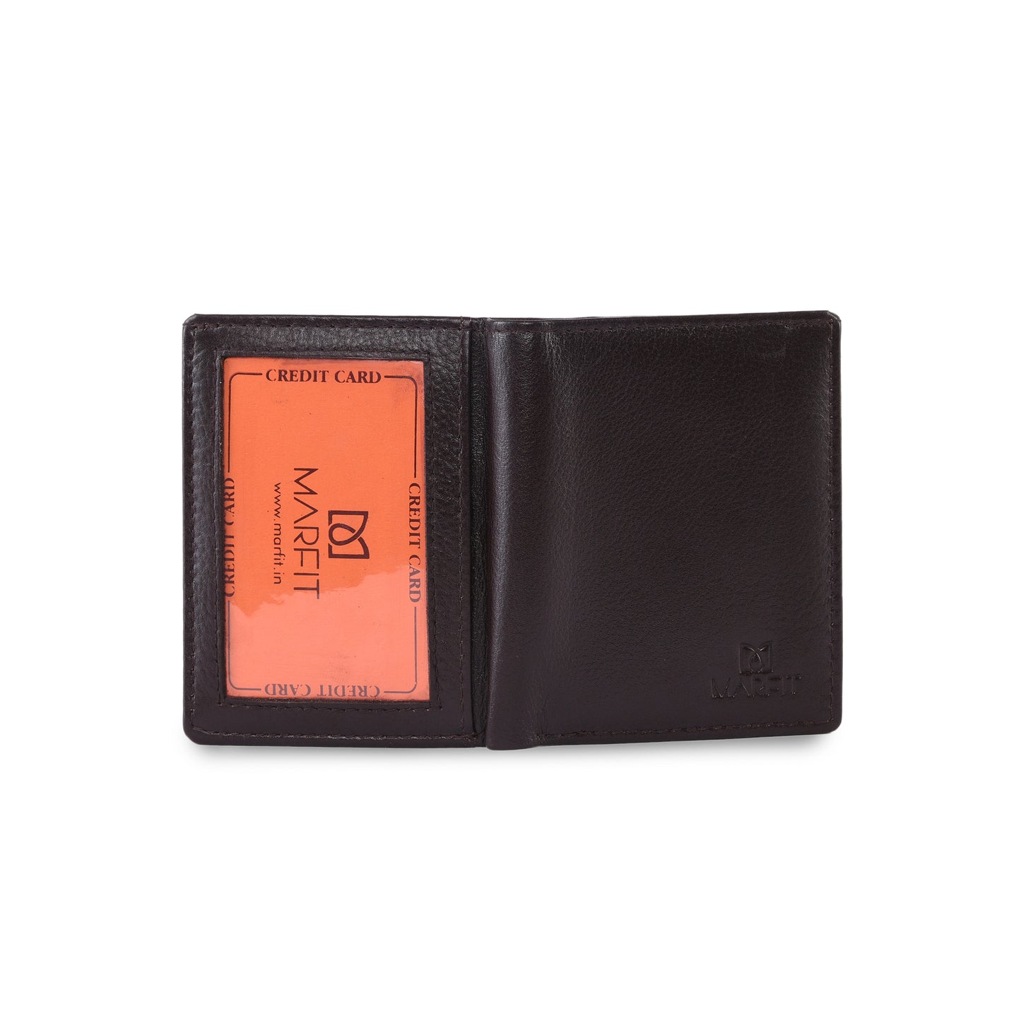 MARFIT Premium Brown Leather Mini Wallet for Men – Compact Card Holder with ID Window