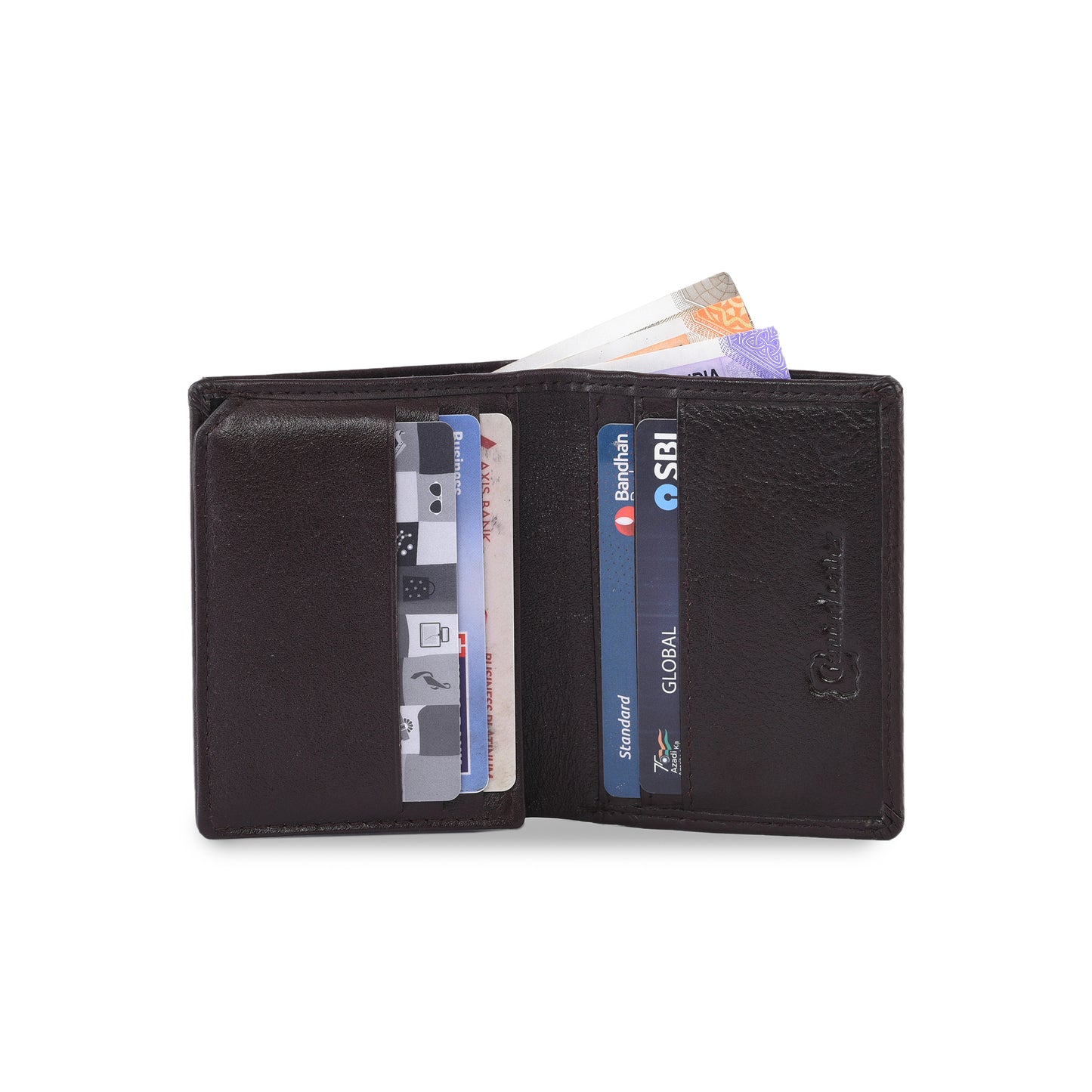 MARFIT Premium Brown Leather Mini Wallet for Men – Compact Card Holder with ID Window