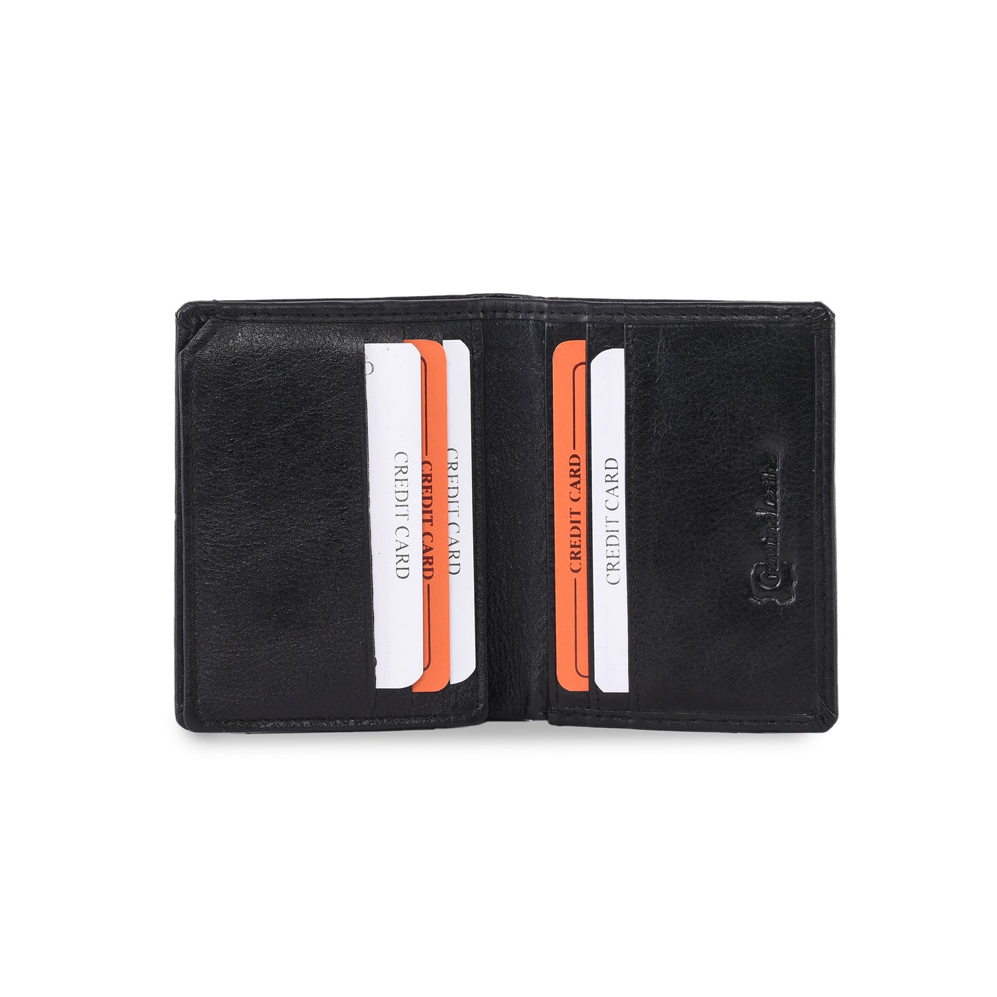 MARFIT Genuine Leather Small Wallet for Men – Compact Bifold Card Holder with ID Window (Black)