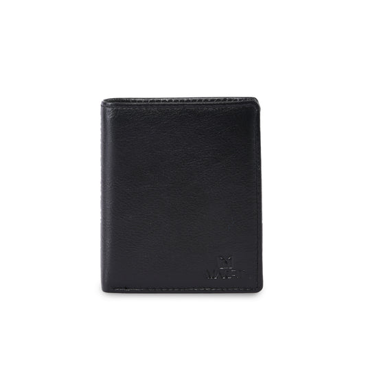 MARFIT Black Genuine Leather Note Case Wallet for Men – Slim Classic Design with Coin Pocket & Zip Compartment