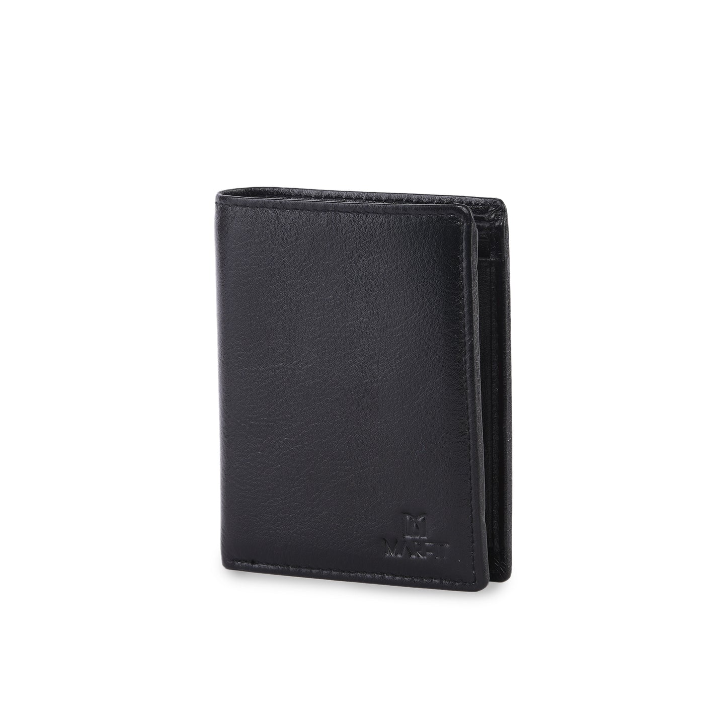 MARFIT Black Genuine Leather Note Case Wallet for Men – Slim Classic Design with Coin Pocket & Zip Compartment
