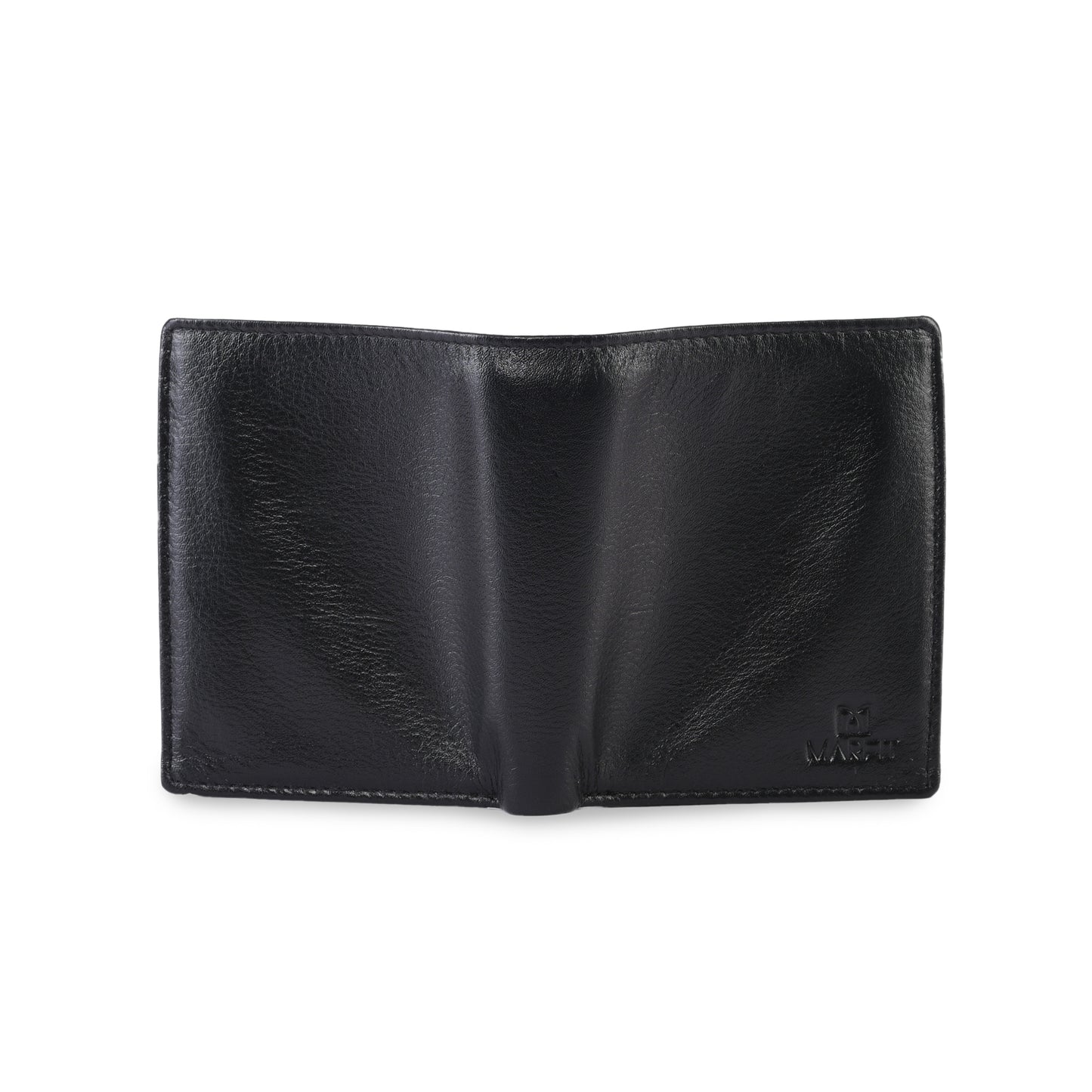 MARFIT Black Genuine Leather Note Case Wallet for Men – Slim Classic Design with Coin Pocket & Zip Compartment
