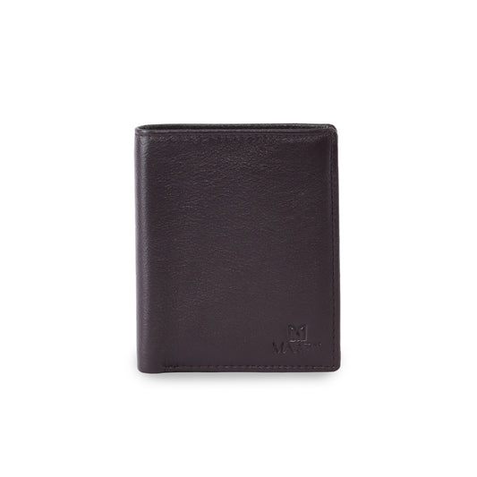MARFIT Brown Genuine Leather Note Case Wallet for Men – Classic Plain Design with Coin Pocket & Zip Compartment