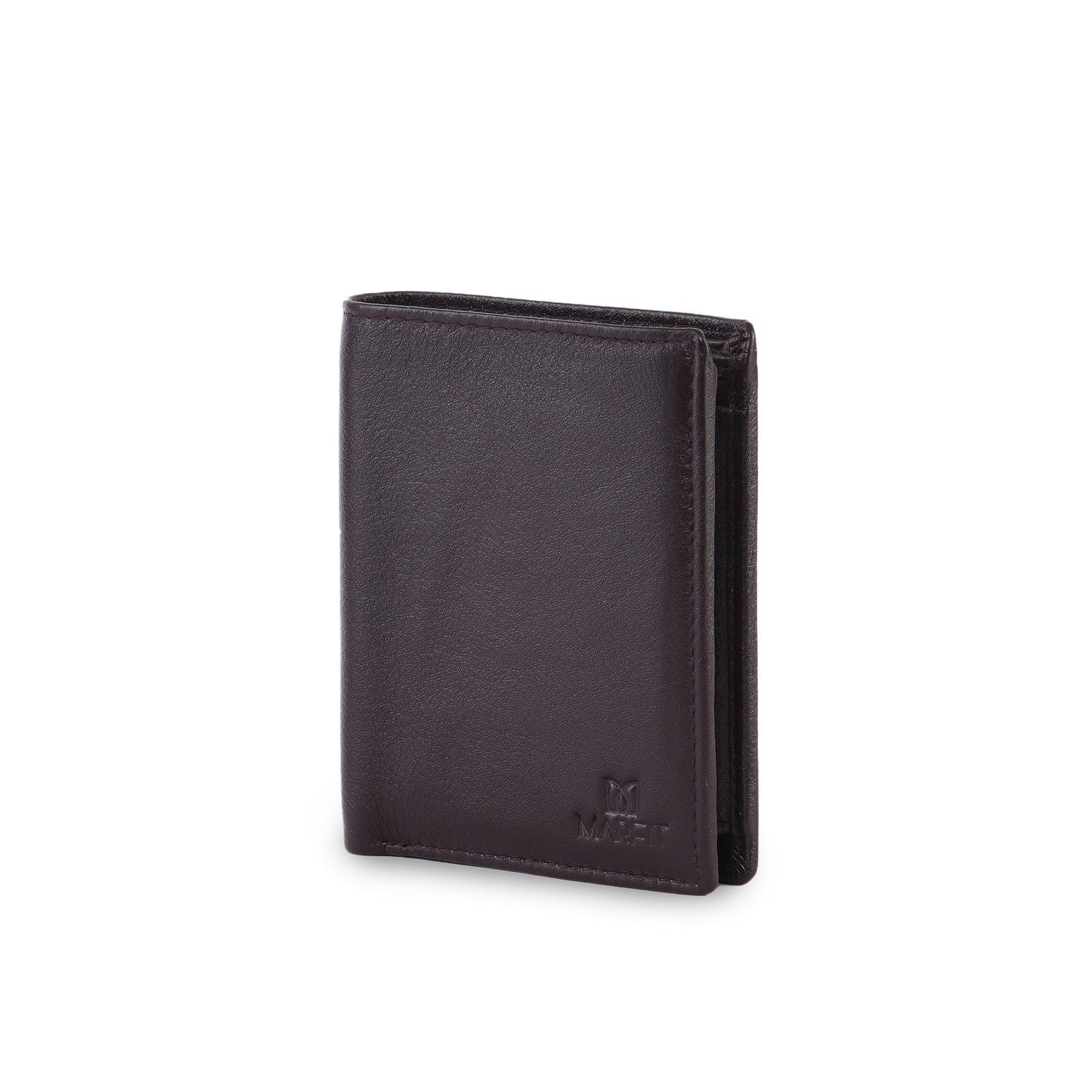MARFIT Brown Genuine Leather Note Case Wallet for Men – Classic Plain Design with Coin Pocket & Zip Compartment