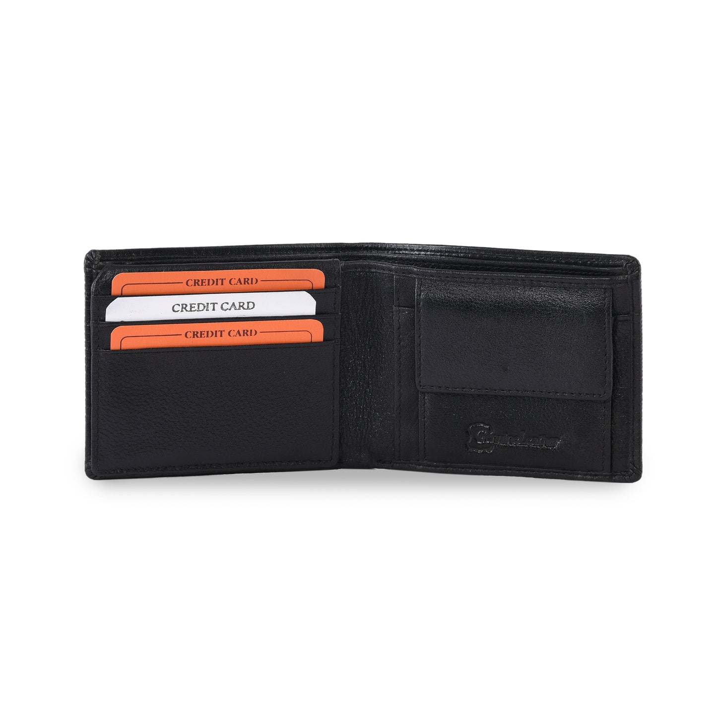 Horizontal Emboss Black Leather Wallet