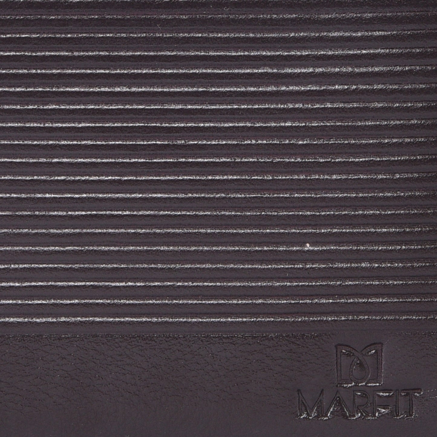 MARFIT Brown Genuine Leather Bifold Wallet for Men – Horizontal Line Emboss Design with Coin Pocket & Card Slots