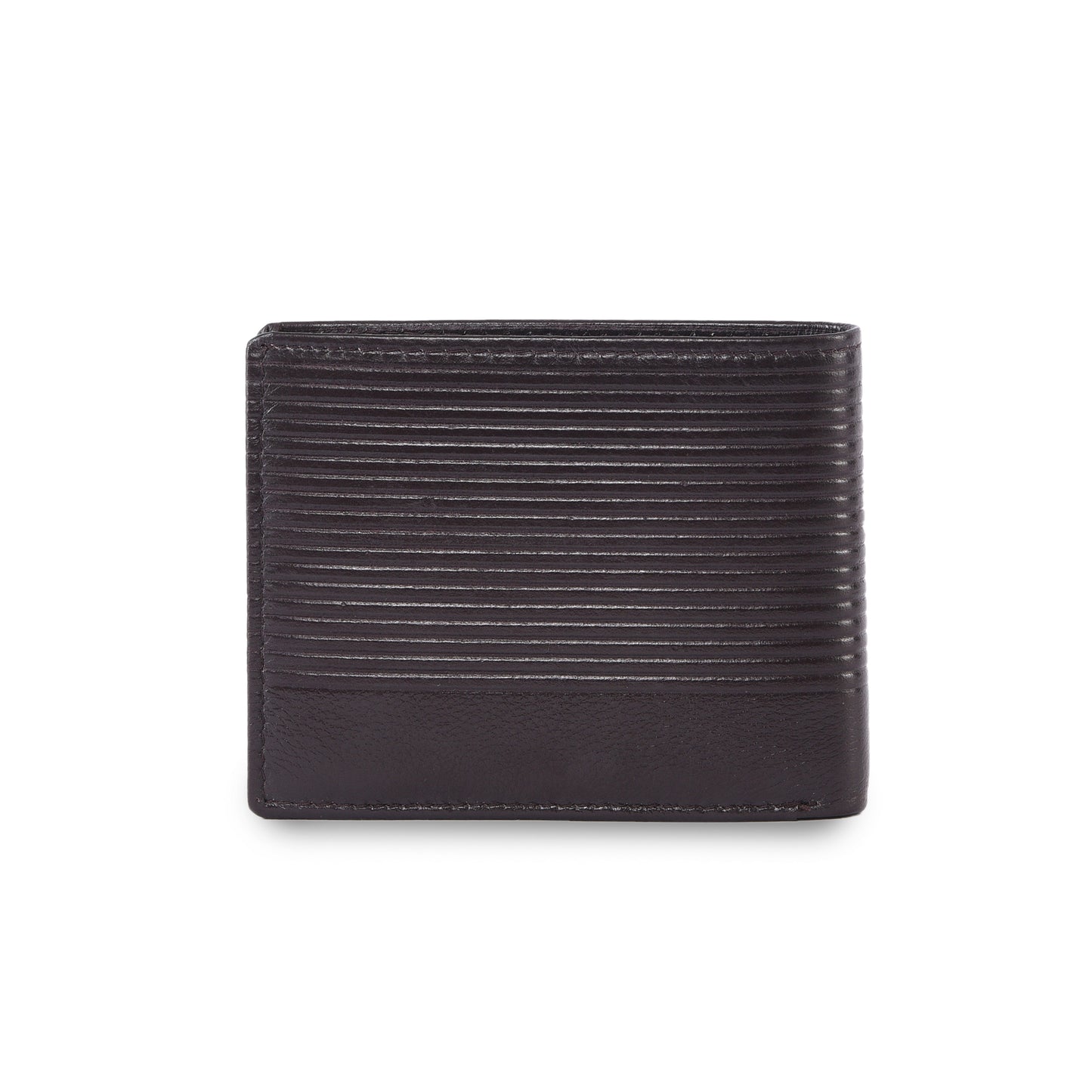 MARFIT Brown Genuine Leather Bifold Wallet for Men – Horizontal Line Emboss Design with Coin Pocket & Card Slots