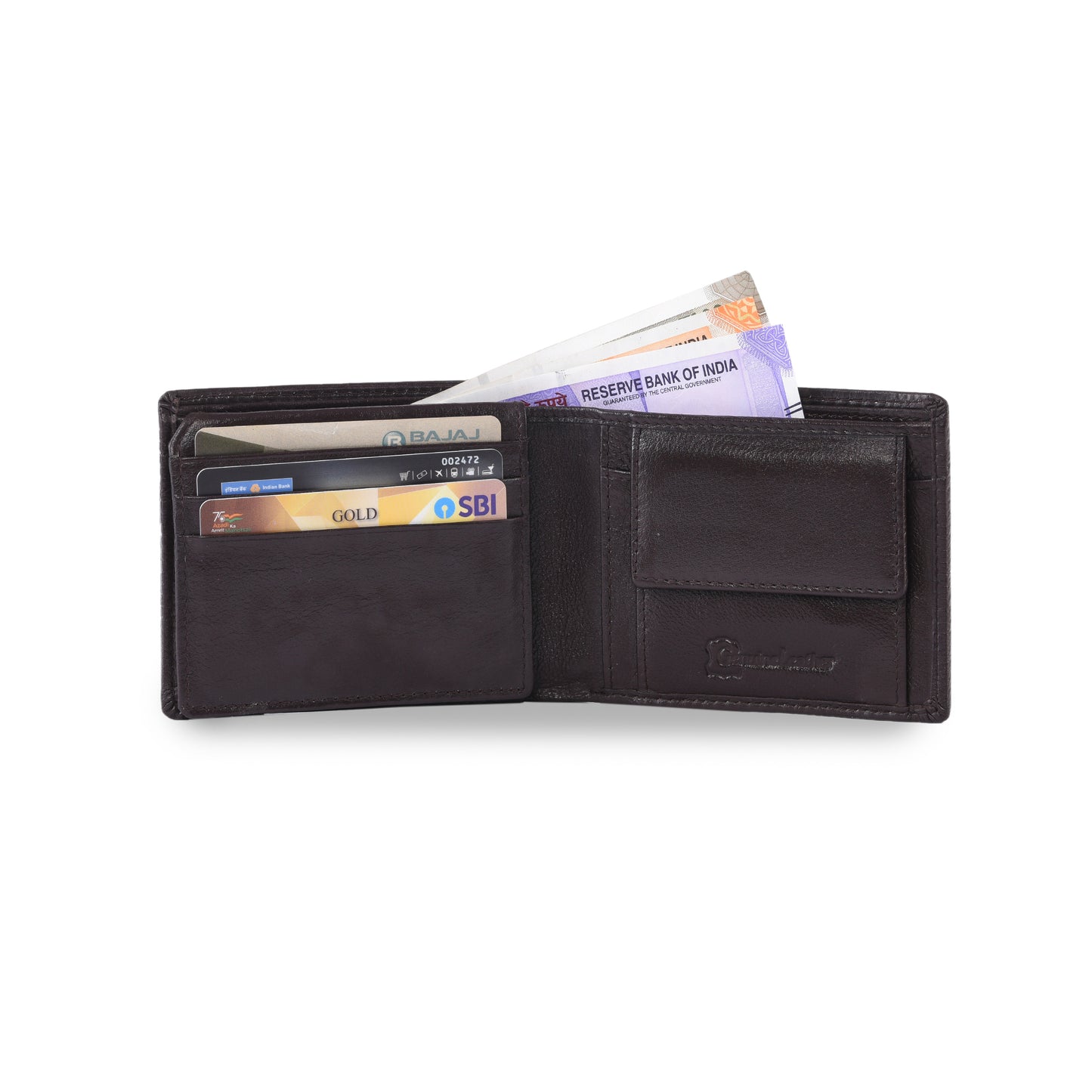 MARFIT Brown Genuine Leather Bifold Wallet for Men – Horizontal Line Emboss Design with Coin Pocket & Card Slots