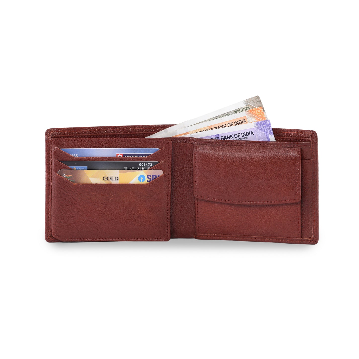 MARFIT Tan Genuine Leather Bifold Wallet for Men – Micro Raised Diamond Emboss Design, Coin Pocket, ID Window & Card Slots