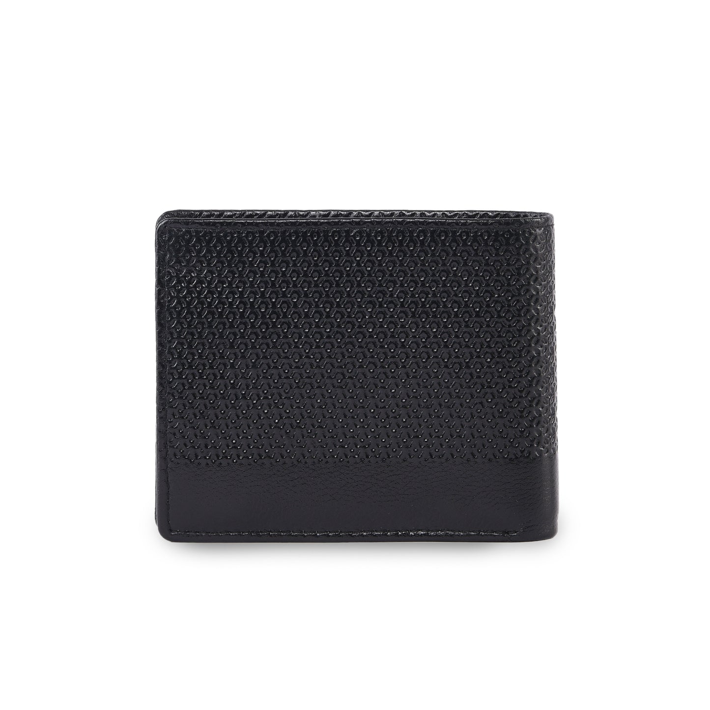 MARFIT Black Genuine Leather Bifold Wallet for Men – Micro Raised Diamond Emboss Design, Coin Pocket, ID Window & Card Slots