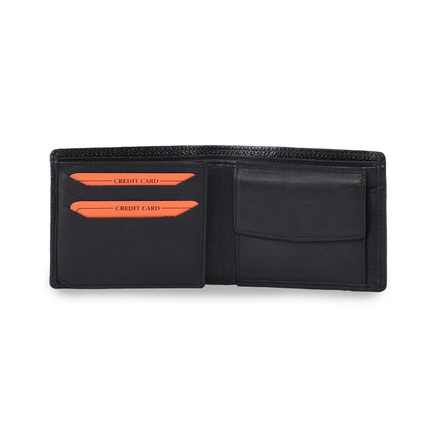 MARFIT Black Genuine Leather Bifold Wallet for Men – Micro Raised Diamond Emboss Design, Coin Pocket, ID Window & Card Slots