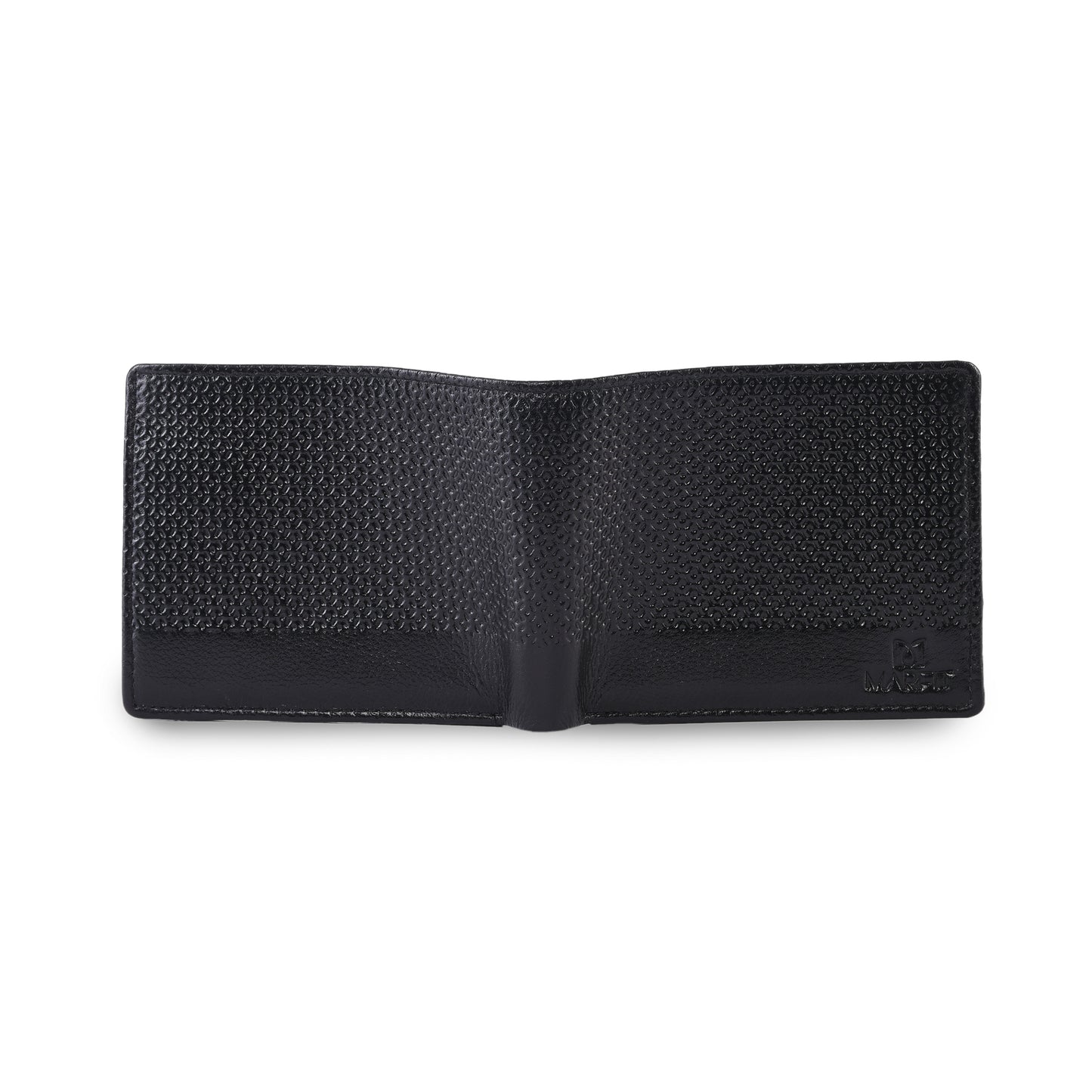 MARFIT Black Genuine Leather Bifold Wallet for Men – Micro Raised Diamond Emboss Design, Coin Pocket, ID Window & Card Slots
