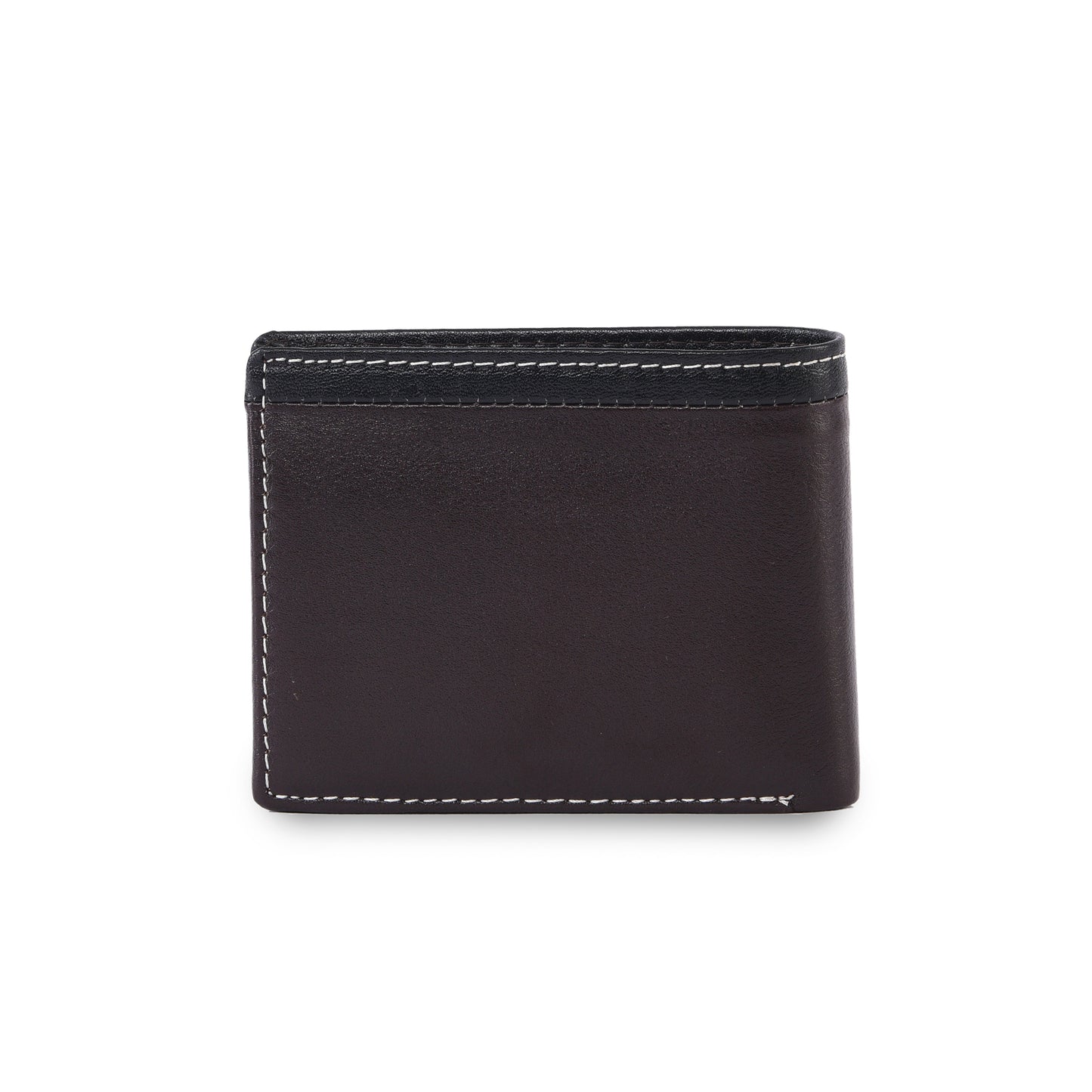 MARFIT Dark Brown Genuine Leather Bifold Wallet for Men – Dual Tone Design with Black Top Panel, Coin Pocket, ID Window & Card Slots