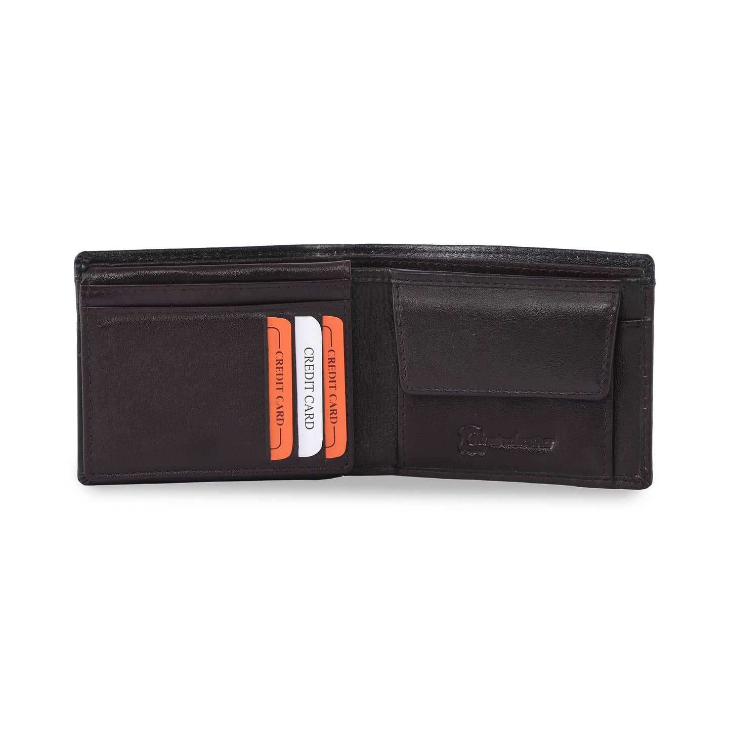 MARFIT Dark Brown Genuine Leather Bifold Wallet for Men – Dual Tone Design with Black Top Panel, Coin Pocket, ID Window & Card Slots