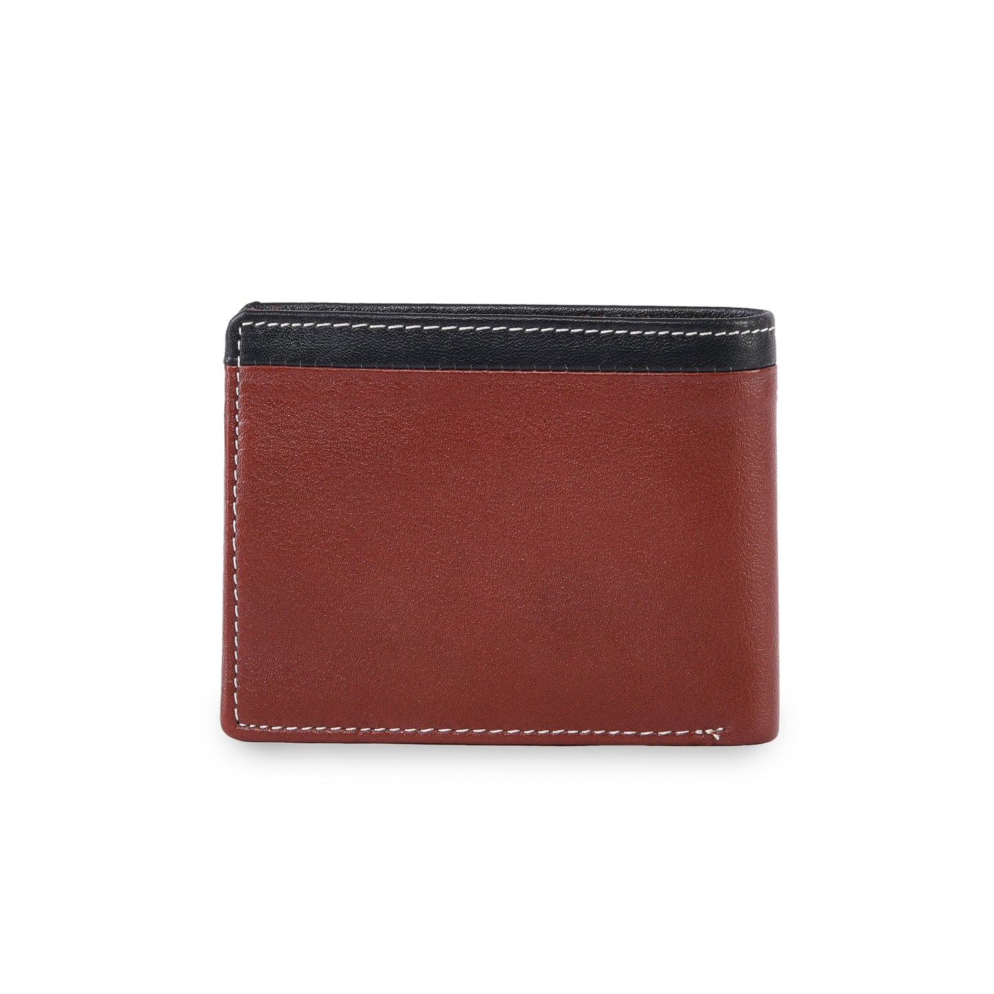 MARFIT Tan Genuine Leather Bifold Wallet for Men – Dual Tone Design with Black Top Panel, Coin Pocket, ID Window & Card Slots