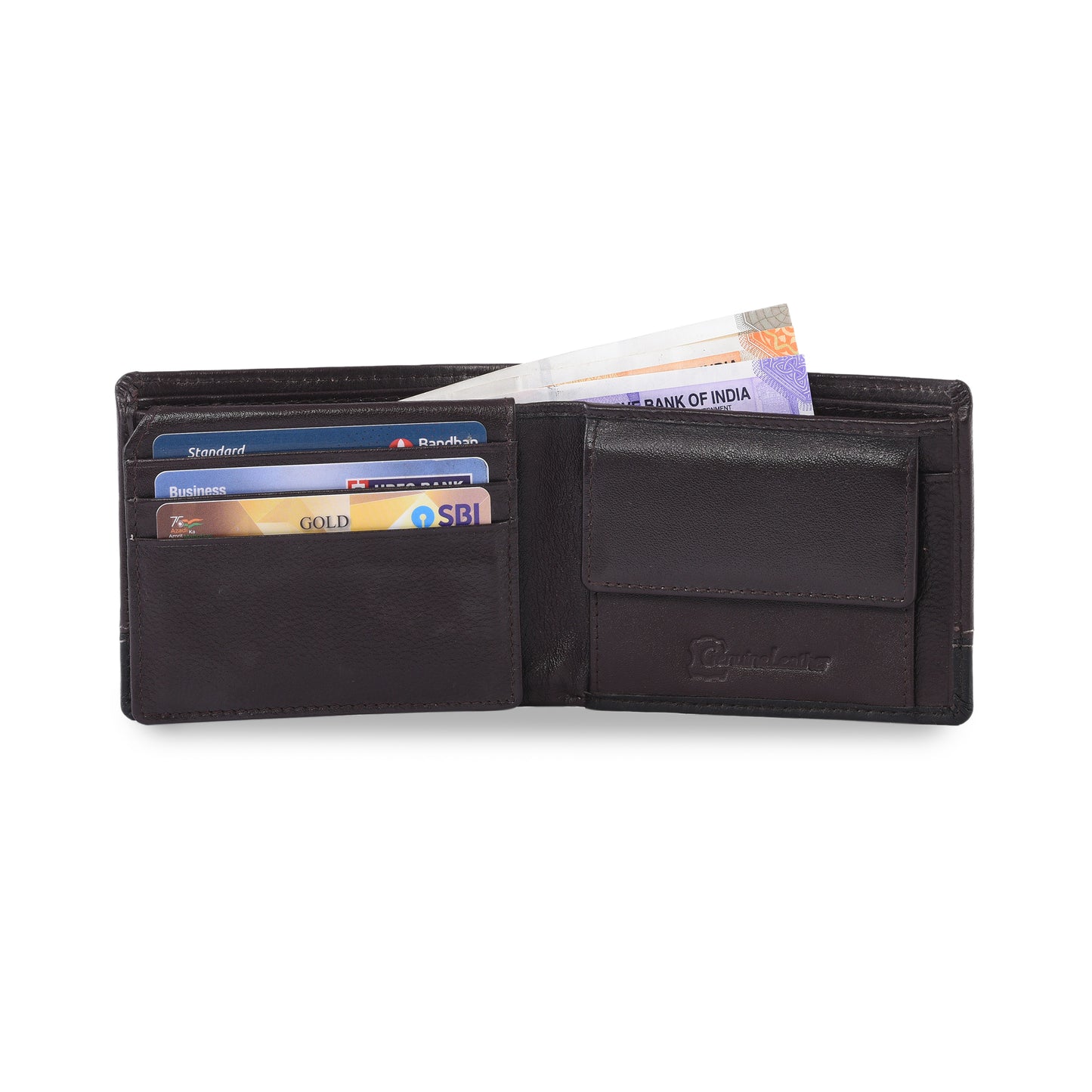 MARFIT Brown Genuine Leather Bifold Wallet for Men – Dual Tone Design with Contrast Stitching, Coin Pocket & ID Window