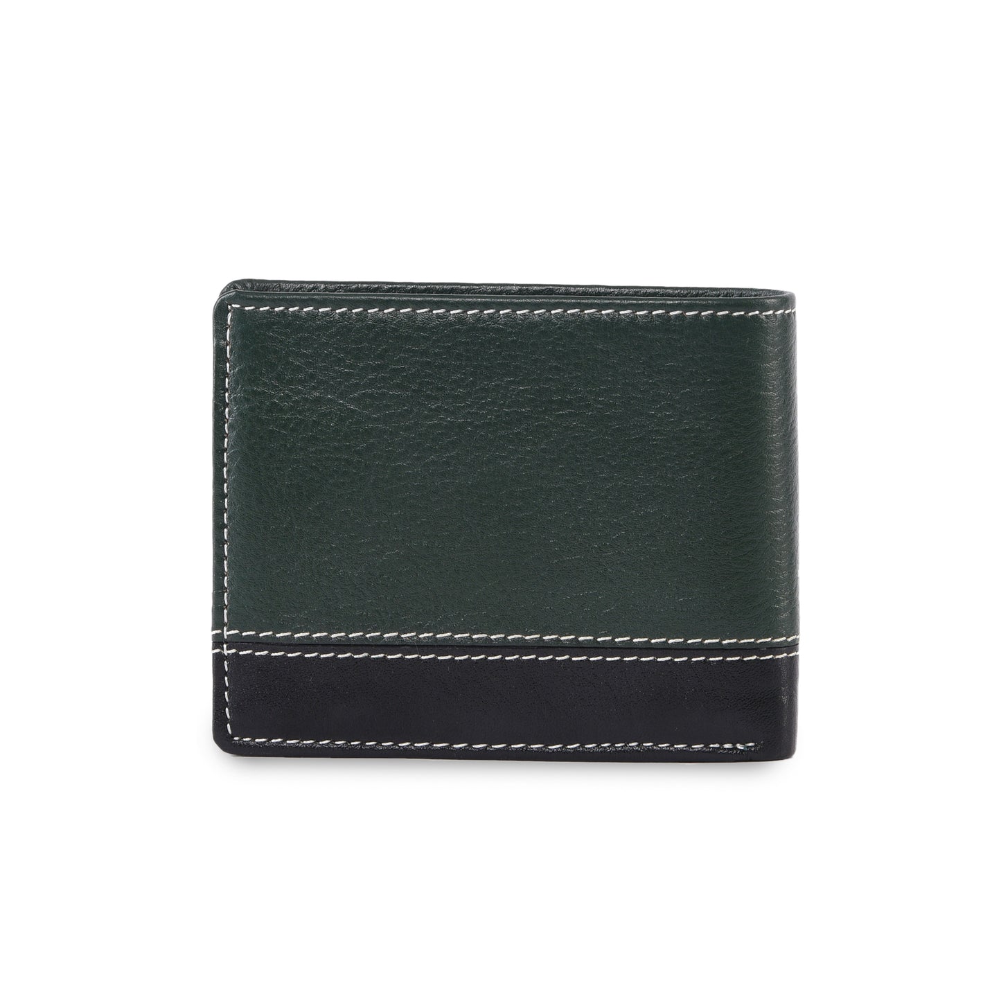 MARFIT Green Genuine Leather Bifold Wallet for Men – Dual Tone Design with Contrast Stitching, Coin Pocket & ID Window