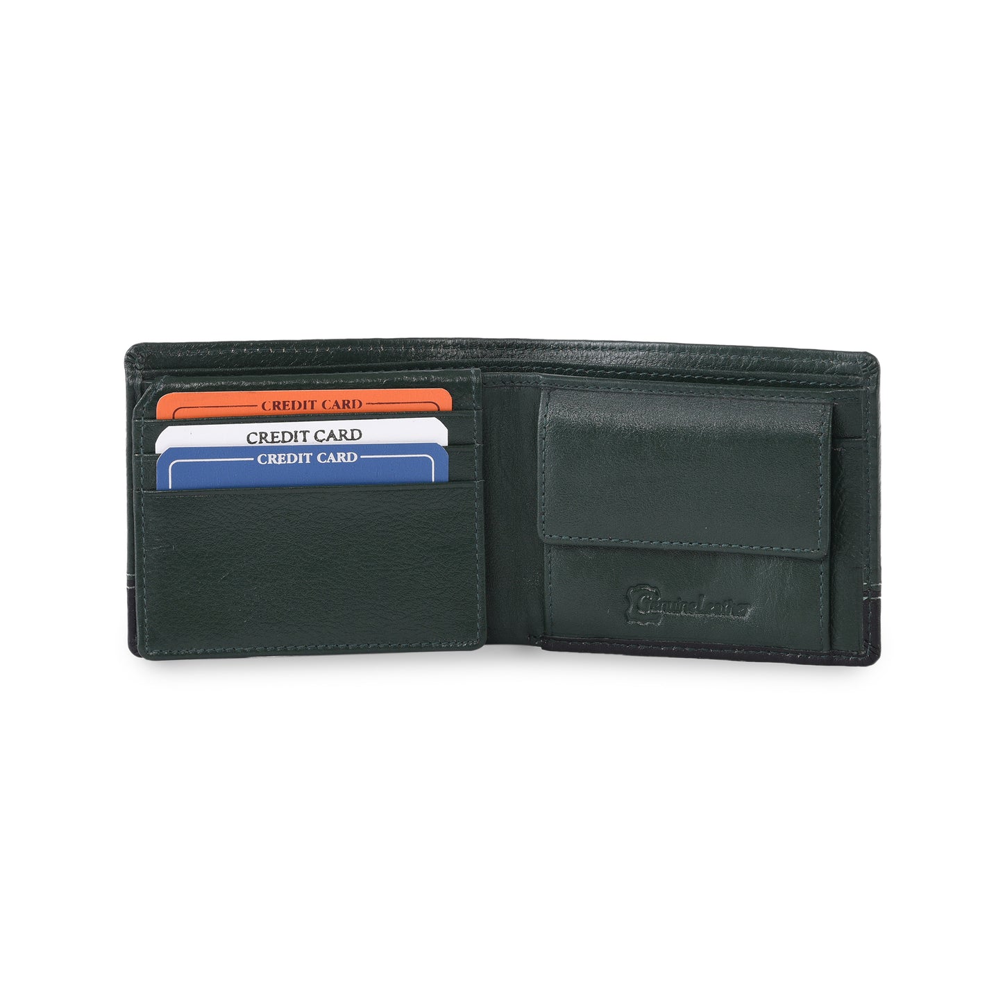 MARFIT Green Genuine Leather Bifold Wallet for Men – Dual Tone Design with Contrast Stitching, Coin Pocket & ID Window