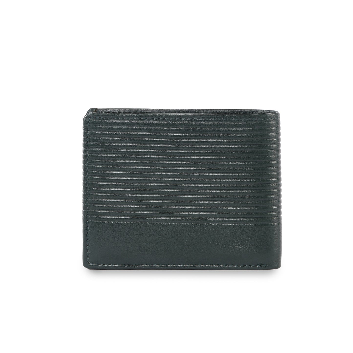 MARFIT Green Genuine Leather Bifold Wallet for Men – Horizontal Line Embossed Design with Coin Pocket