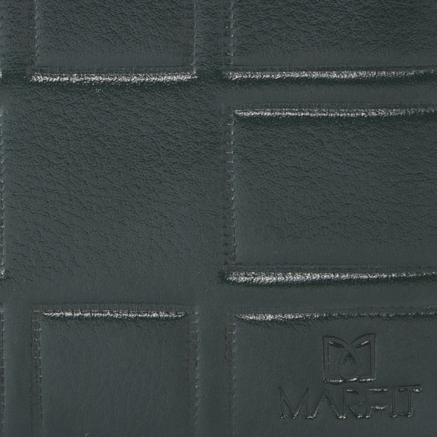 MARFIT Green Genuine Leather Bifold Wallet for Men – Embossed Grid Pattern with Coin Pocket & Card Slots
