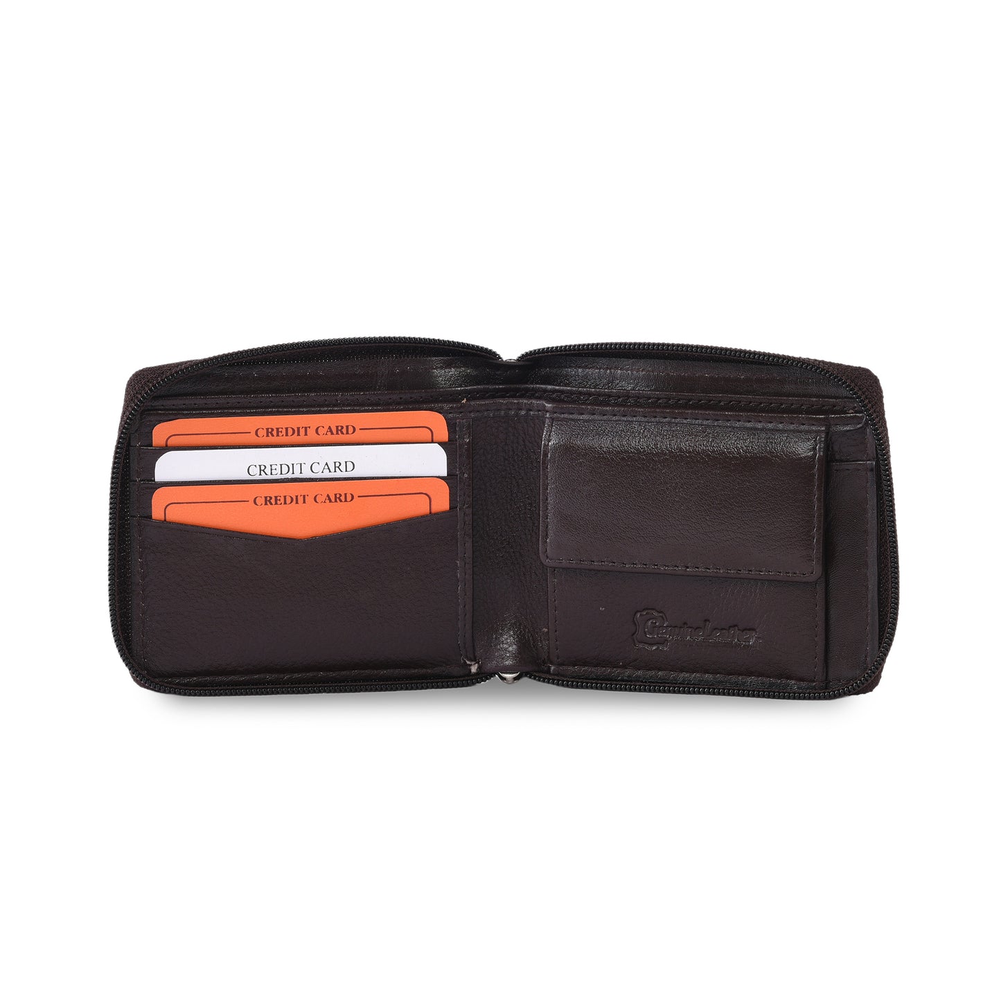 MARFIT Brown Genuine Leather Bifold Wallet for Men with Zipper Closure & Coin Pocket