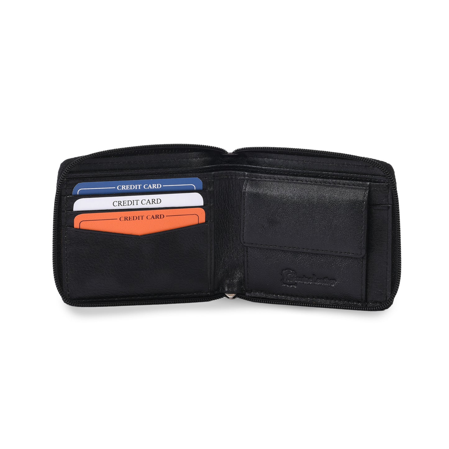 MARFIT Black Genuine Leather Bifold Wallet for Men with Zipper Closure & Coin Pocket
