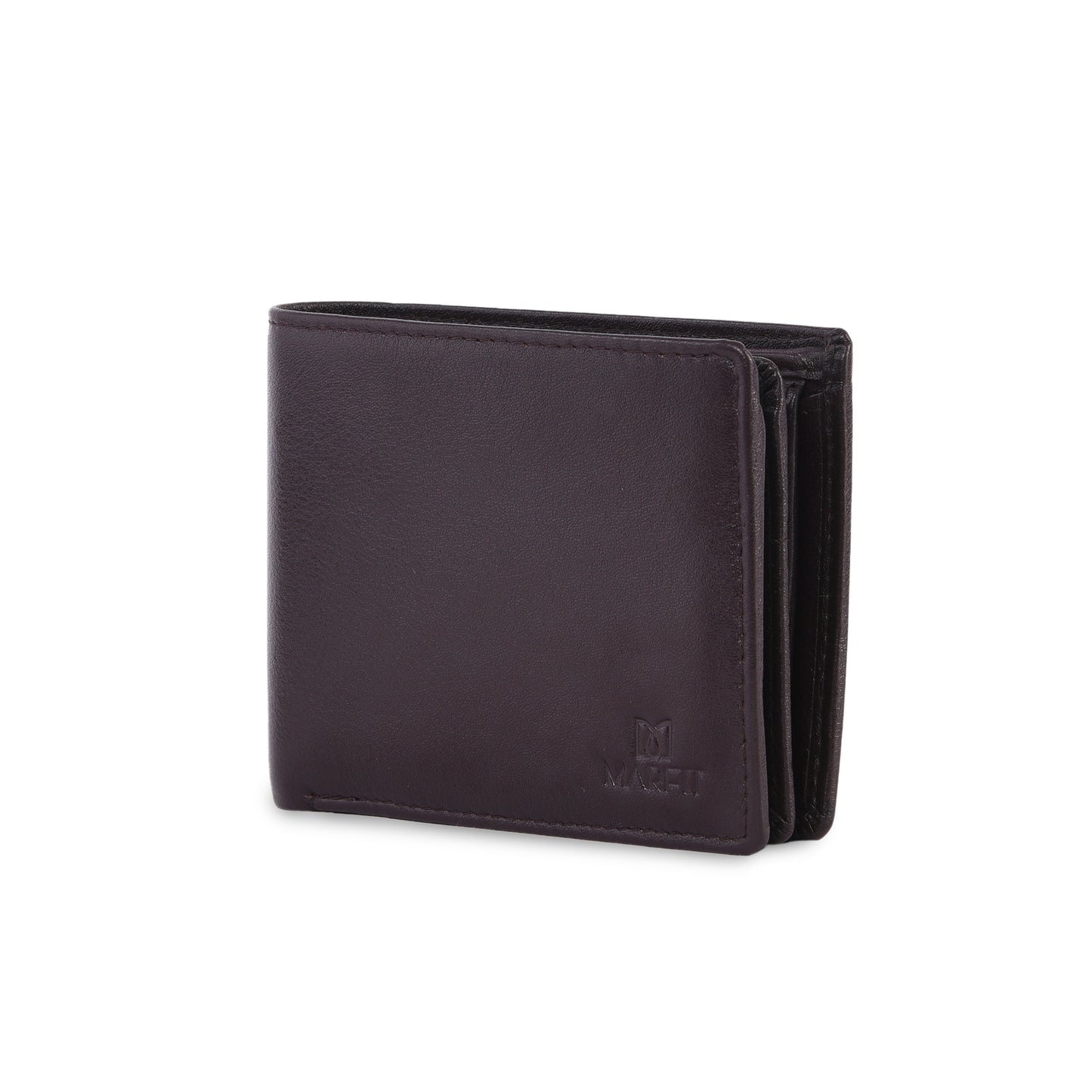 Brown Genuine Leather Wallet with Button Card Holder – Classic Bifold Wallet