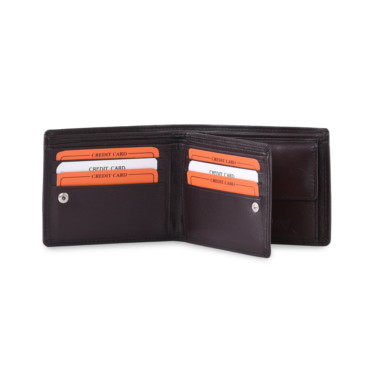 Brown Genuine Leather Wallet with Button Card Holder – Classic Bifold Wallet