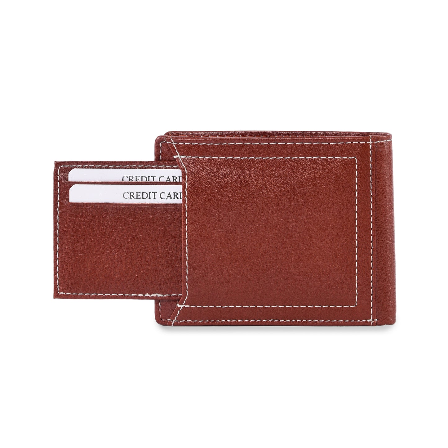 Genuine Leather Tan Wallet with Removable Card Holder – Slim Bifold Wallet