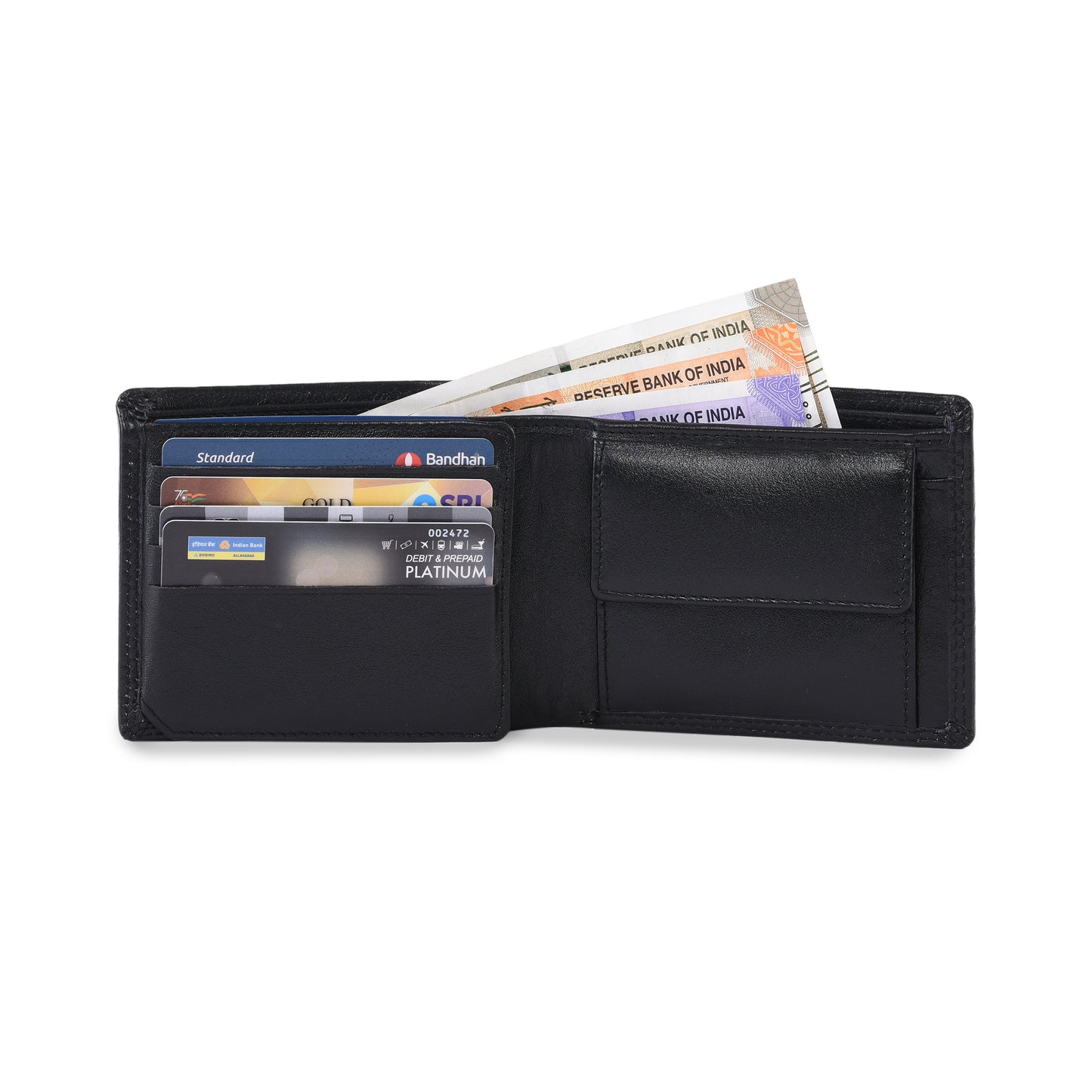 MARFIT Genuine Leather Wallet for Men – Black Bifold Wallet with Coin Pocket & Card Slots