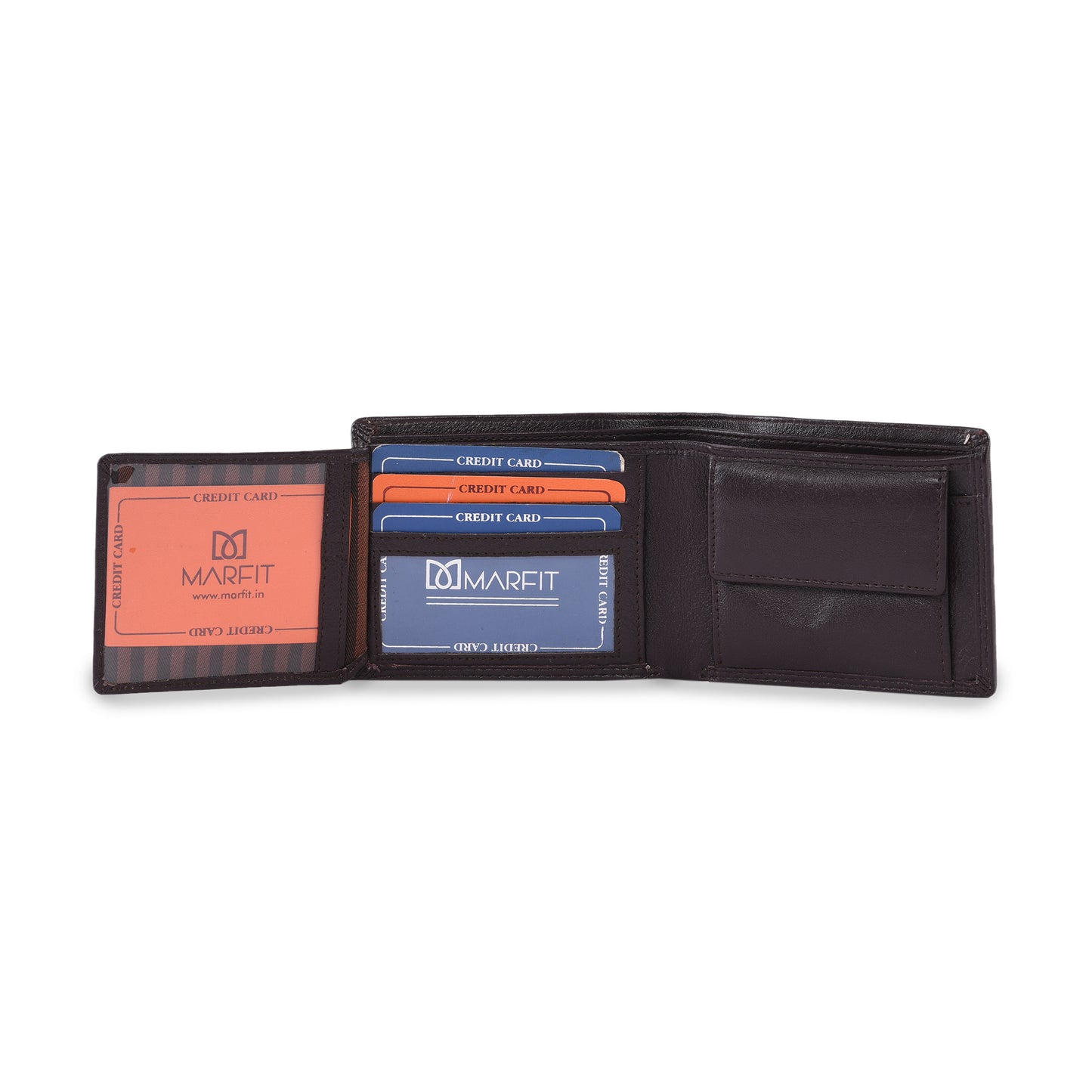 MARFIT Genuine Leather Wallet for Men – Brown Bifold Wallet with Coin Pocket & Multiple Card Slots