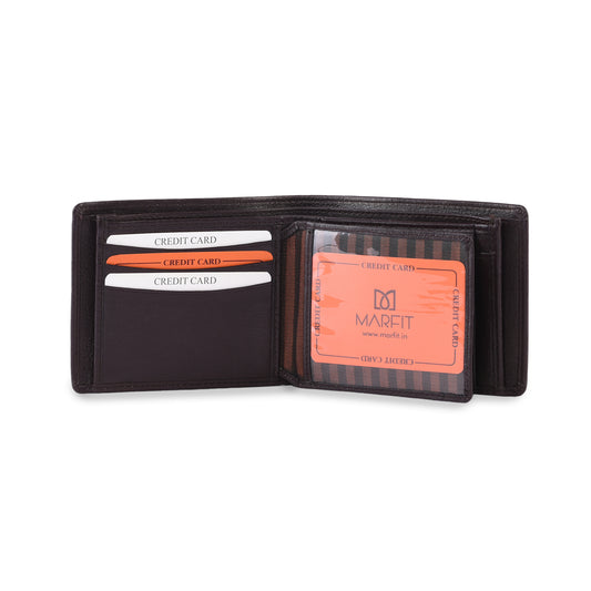 MARFIT Brown Genuine Leather Wallet for Men – Slim Bifold Wallet with Card Slots & Coin Pocket