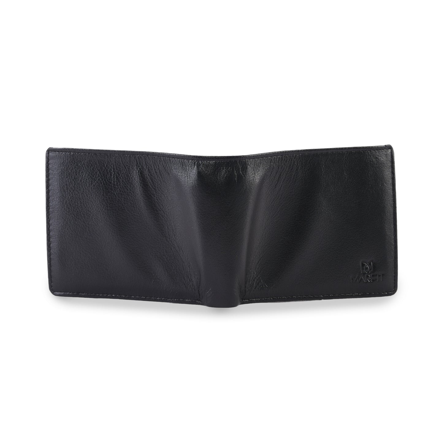 MARFIT Black Genuine Leather Wallet for Men – Slim Bifold Wallet with Card Slots, ID Window & Coin Pocket