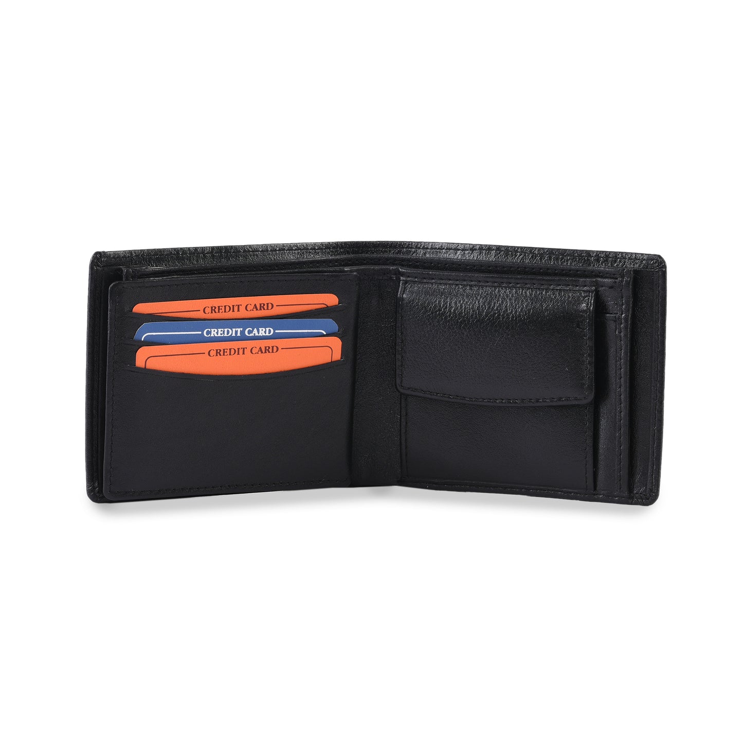 MARFIT Black Genuine Leather Wallet for Men – Slim Bifold Wallet with Card Slots, ID Window & Coin Pocket