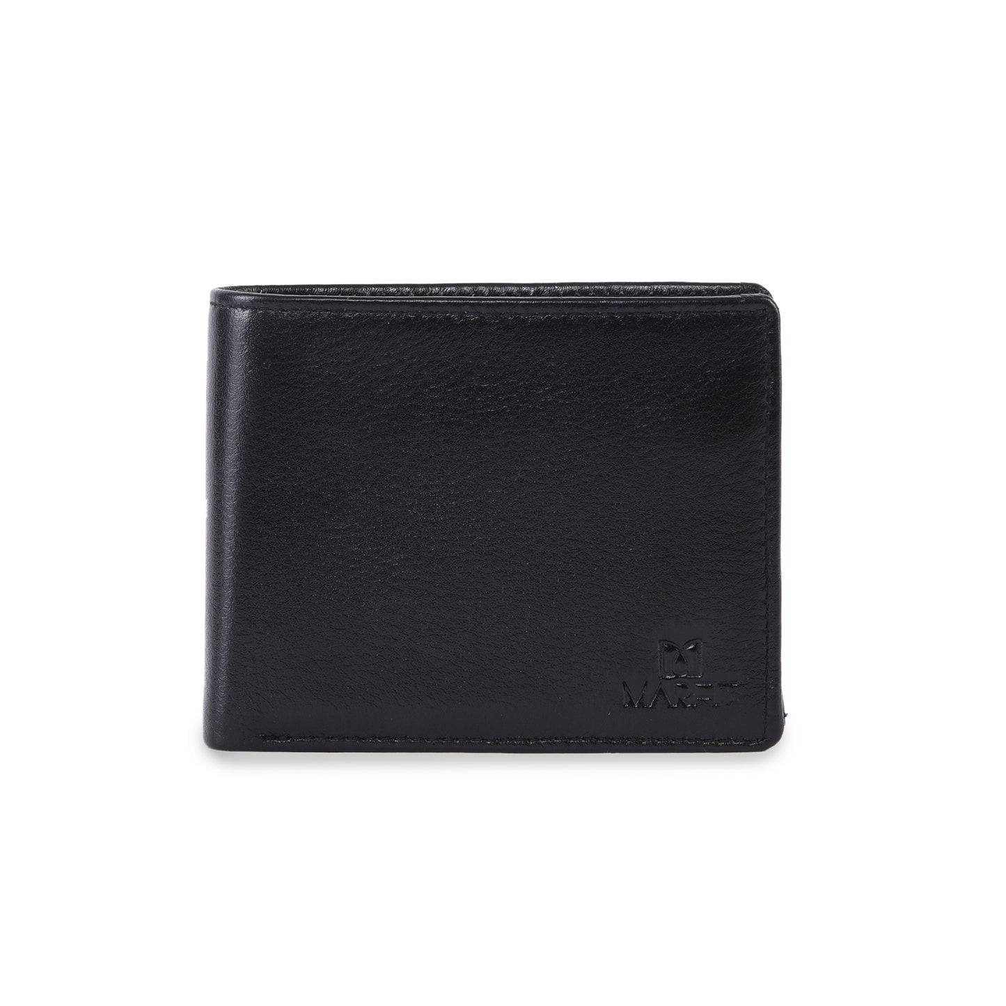 MARFIT Black Genuine Leather Wallet for Men – Slim Bifold Wallet with Card Slots, ID Window & Coin Pocket