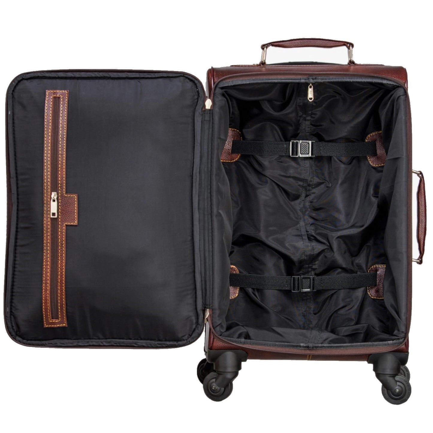 MARFIT Genuine Leather Cabin Trolley Bag – Brown | 4 Wheel Travel Suitcase