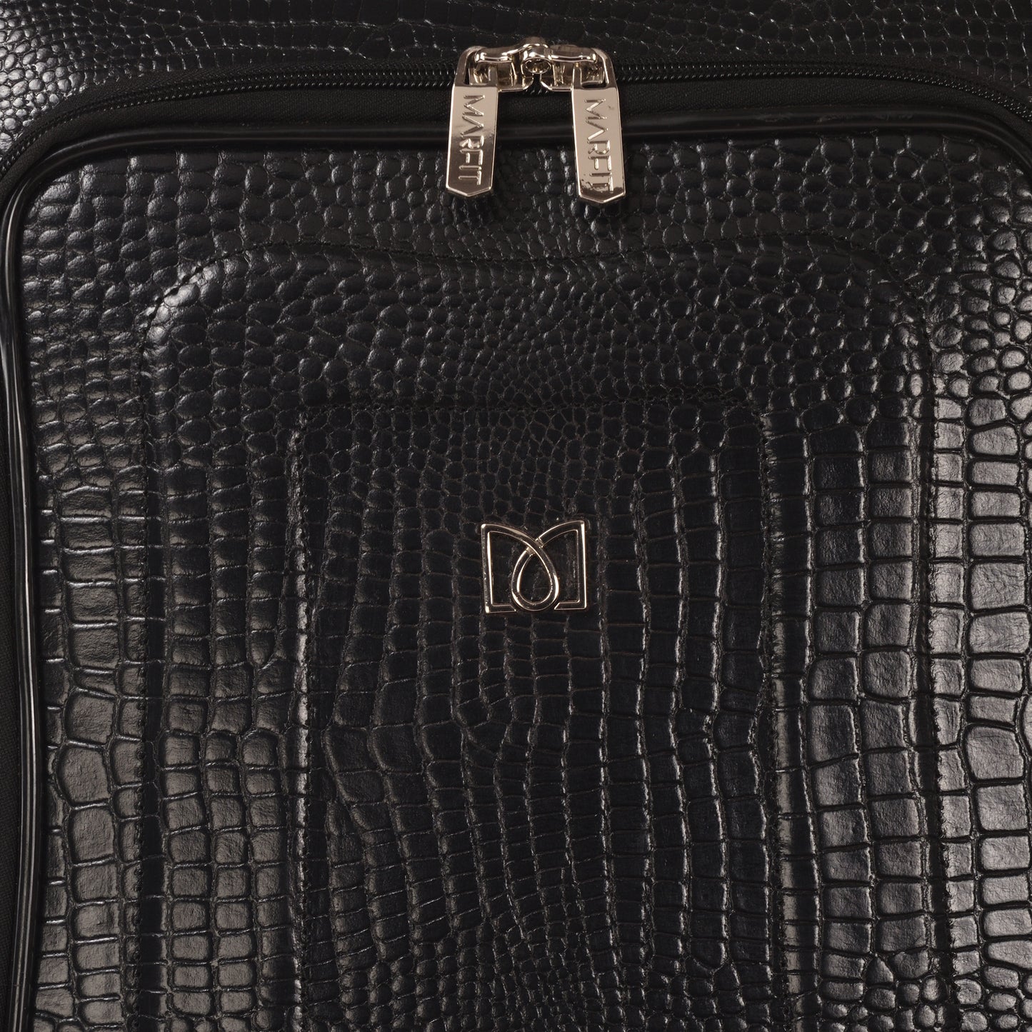 MARFIT Black Croco Leather Cabin Trolley – Premium 4 Wheel Travel Suitcase